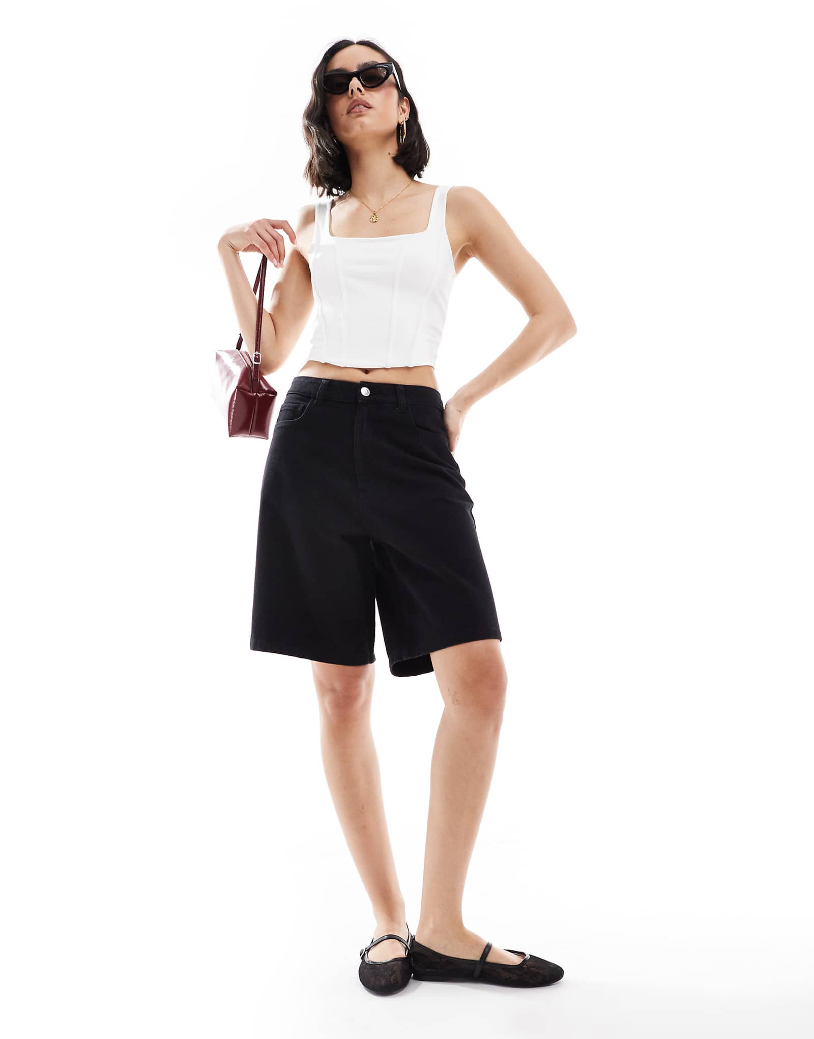 Miss Selfridge denim jorts in black wash 7890₽