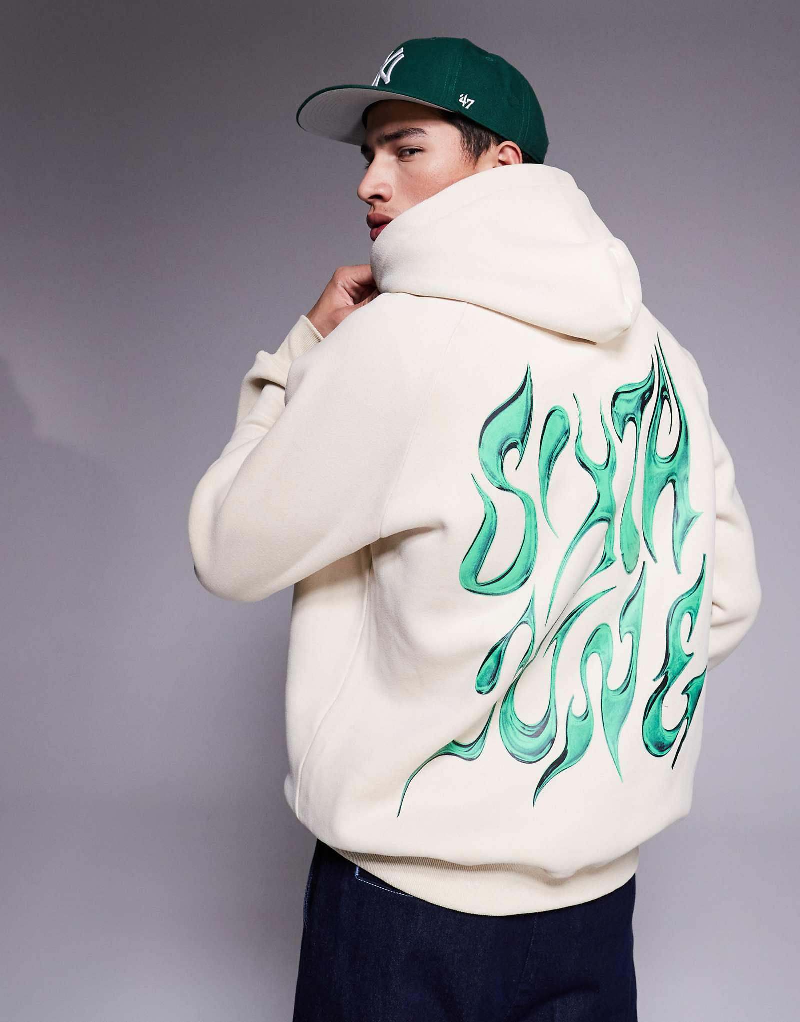 Sixth June chrome logo back print hoodie in cream 14790₽