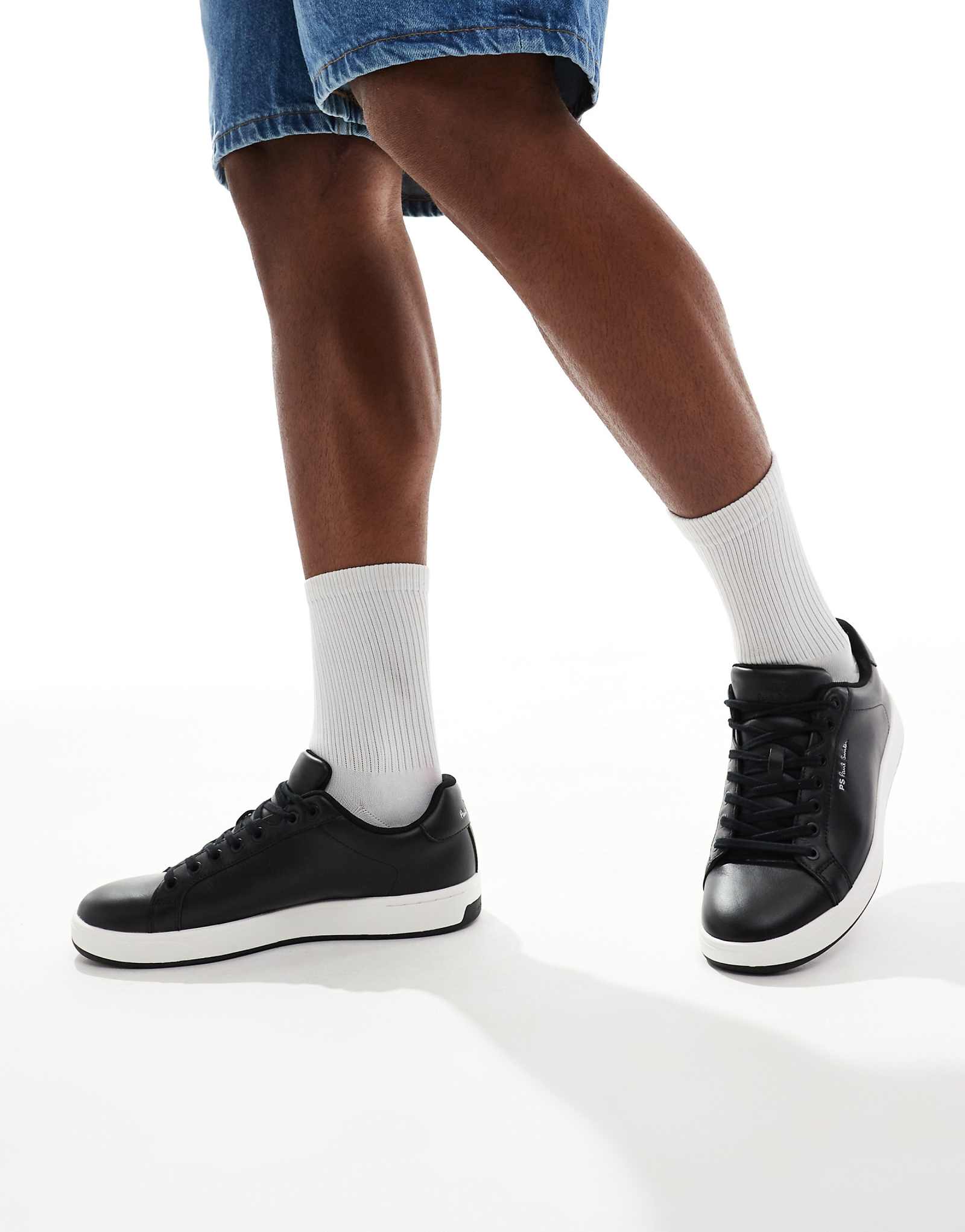 Paul Smith logo leather sneakers in black and white