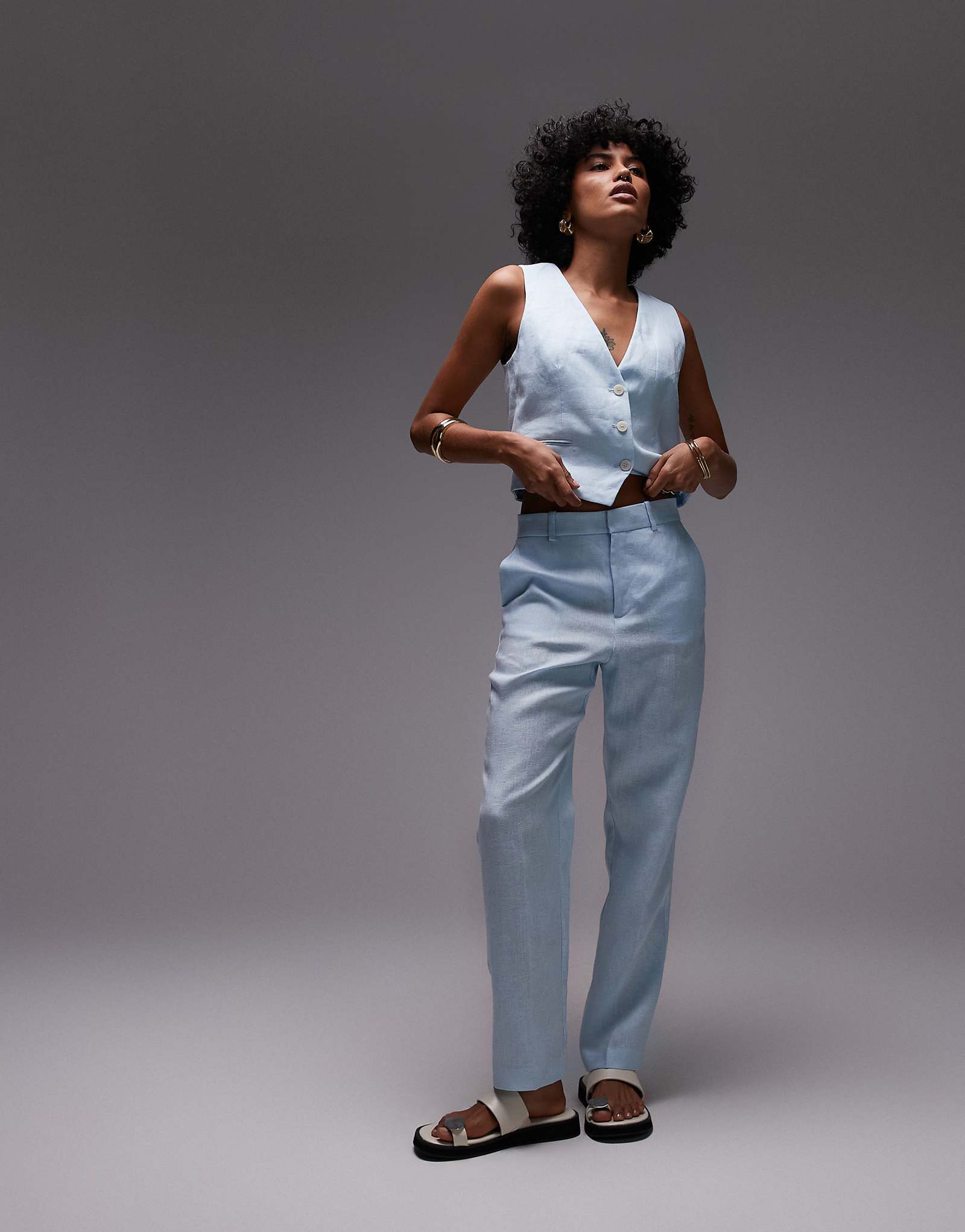 Mango linen tailored pants in blue - part of a set 12890₽