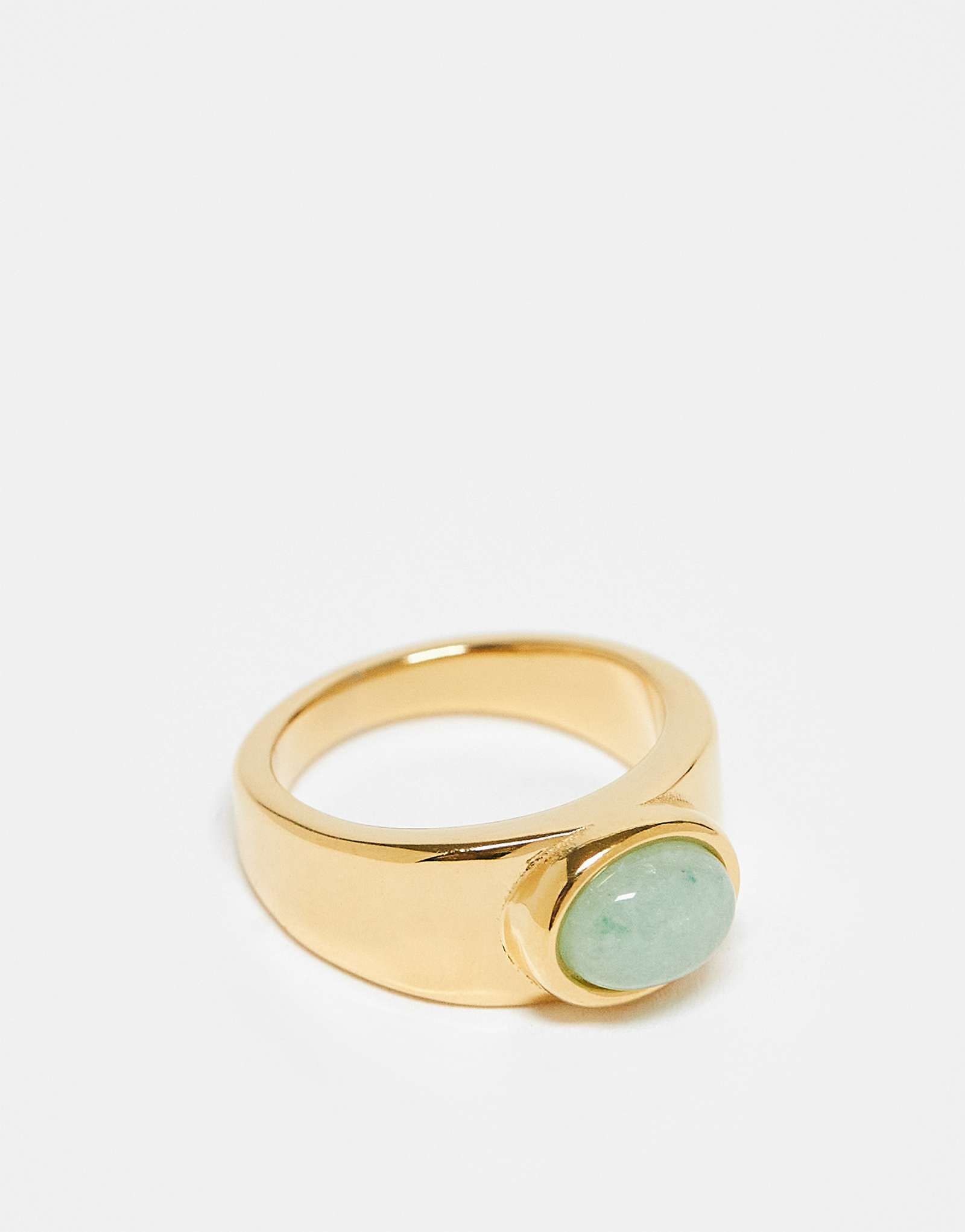 Topshop Rylie 24k gold stainless ring with blue stone in gold 3390₽
