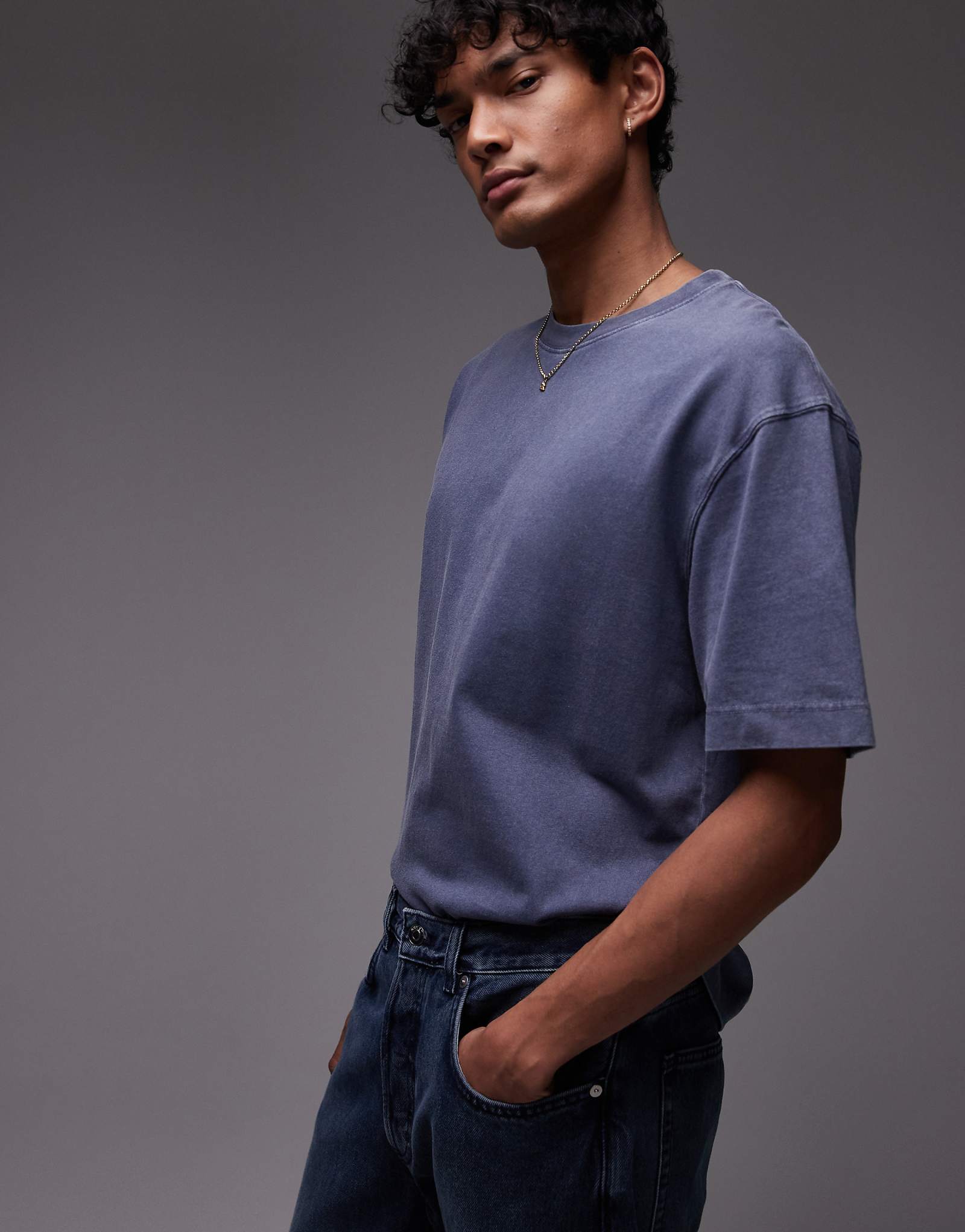 Topman oversized fit t-shirt in washed blue 6090₽