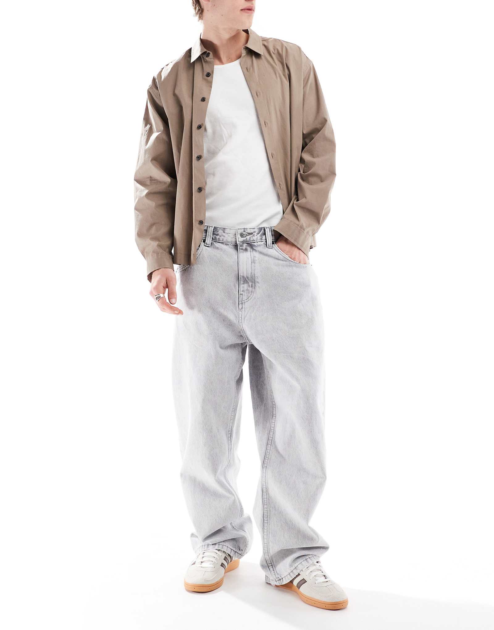 Pull-Bear baggy loose jeans in gray 5790₽