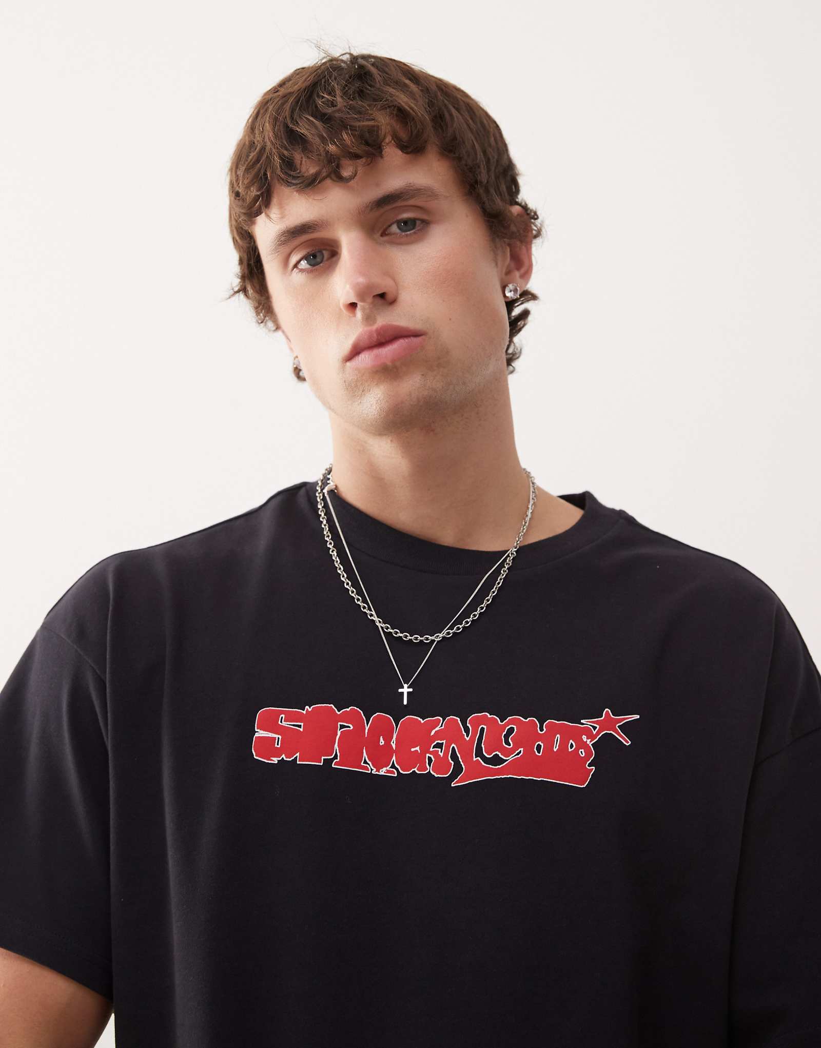 Weekday boxy fit T-shirt with graphic print in navy