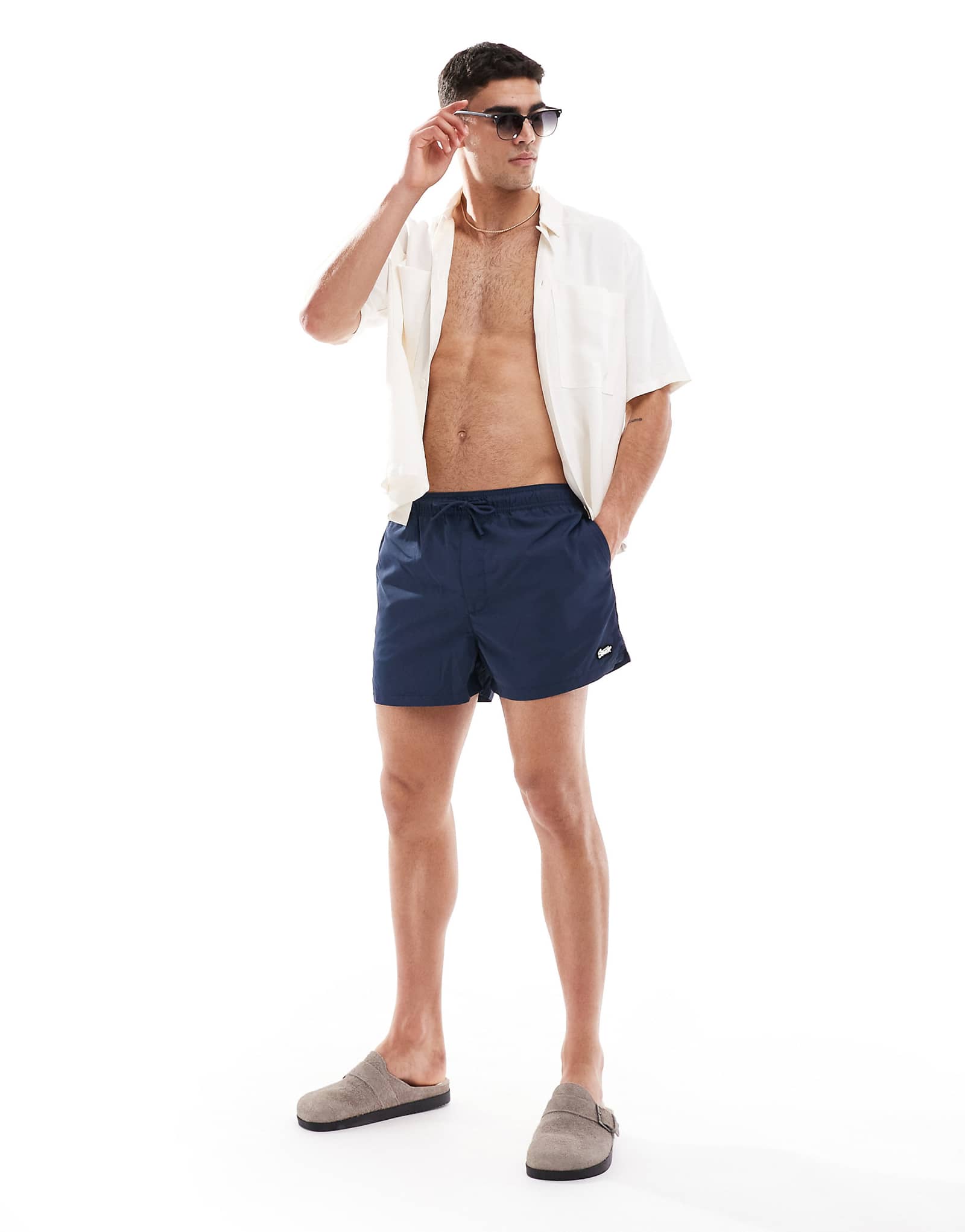 Pull-Bear STWD swim shorts in navy blue 4390₽