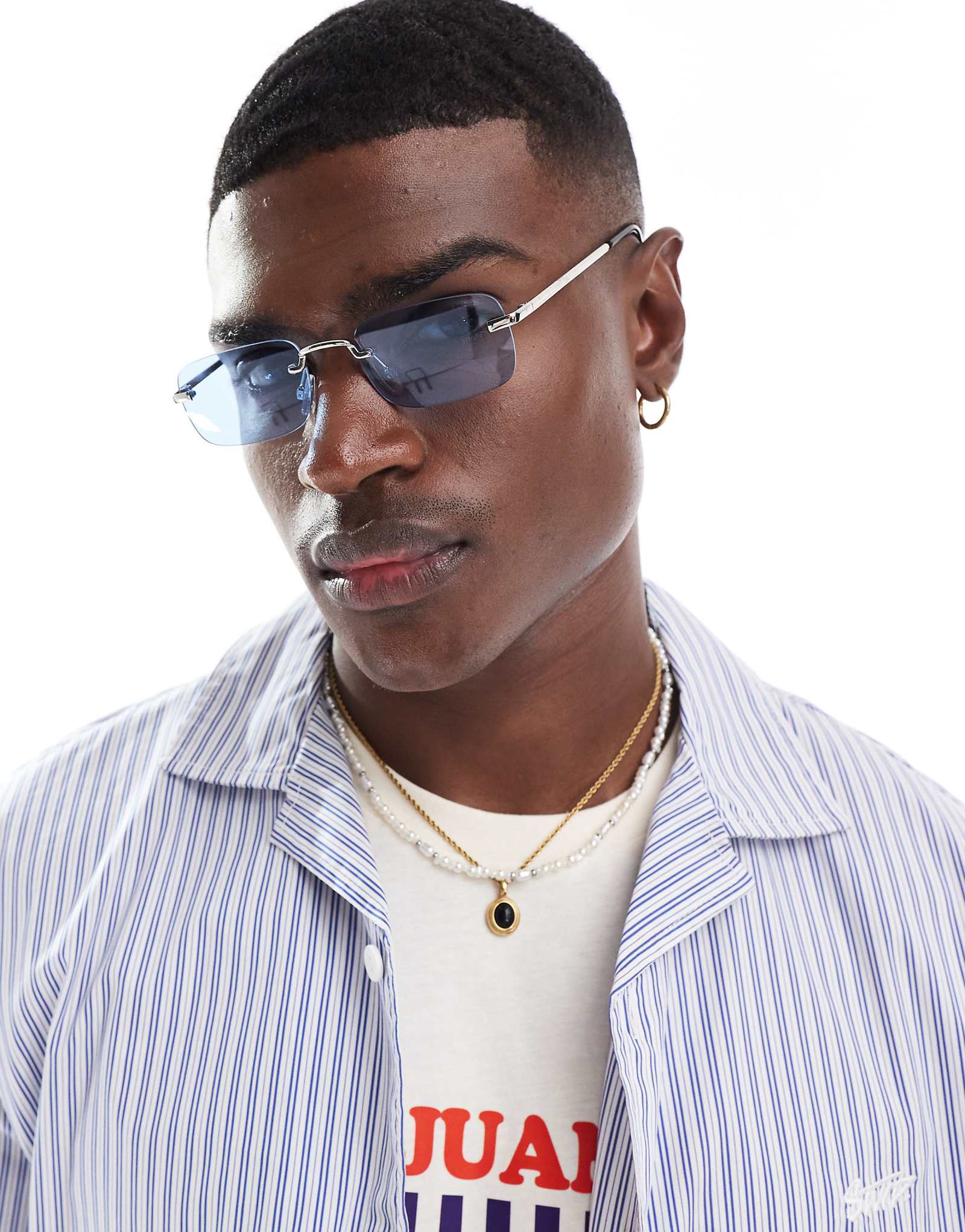 Pull-Bear metal frame square sunglasses with blue lens 5290₽