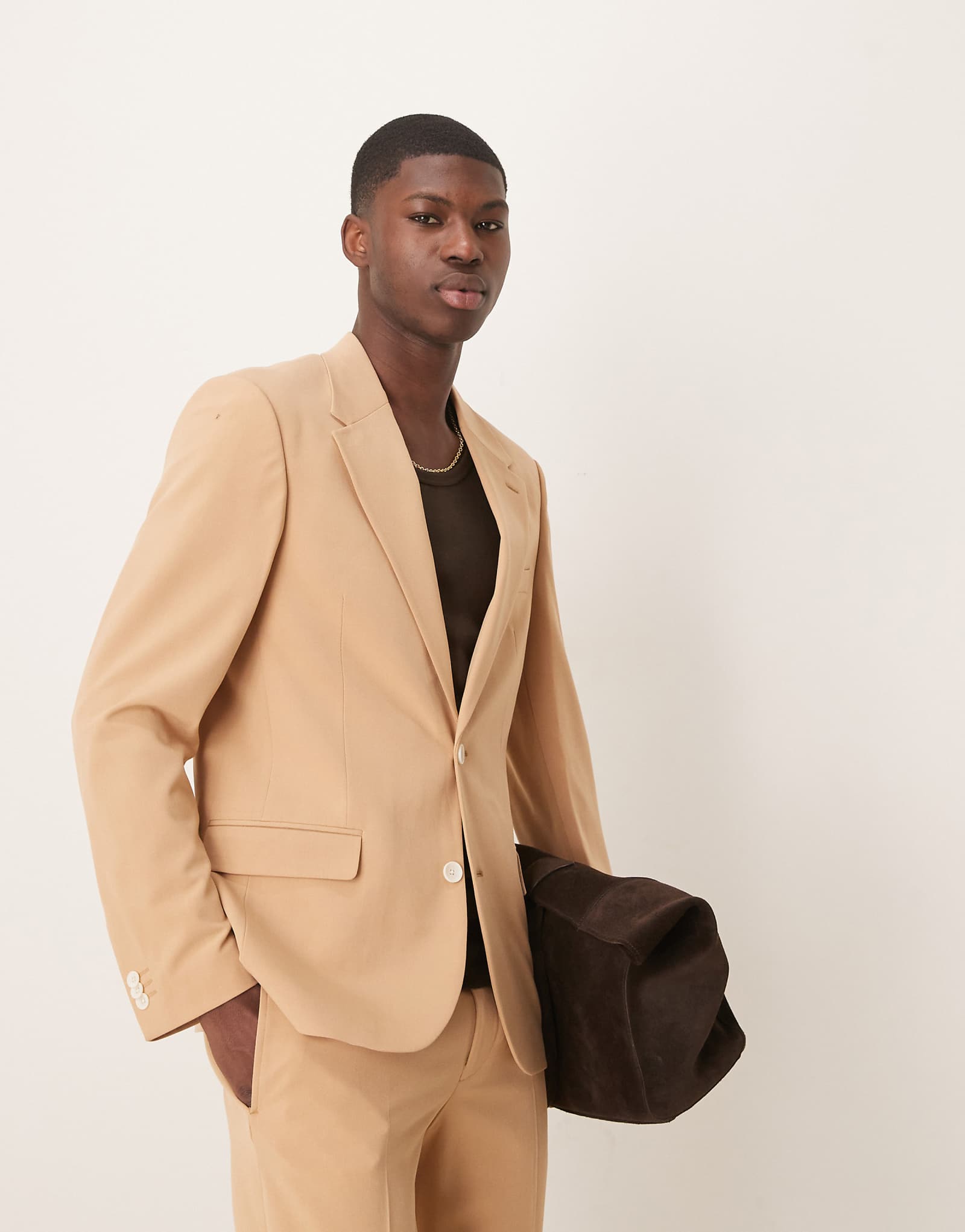 ASOS DESIGN four way stretch skinny fit suit jacket in pebble 12190₽