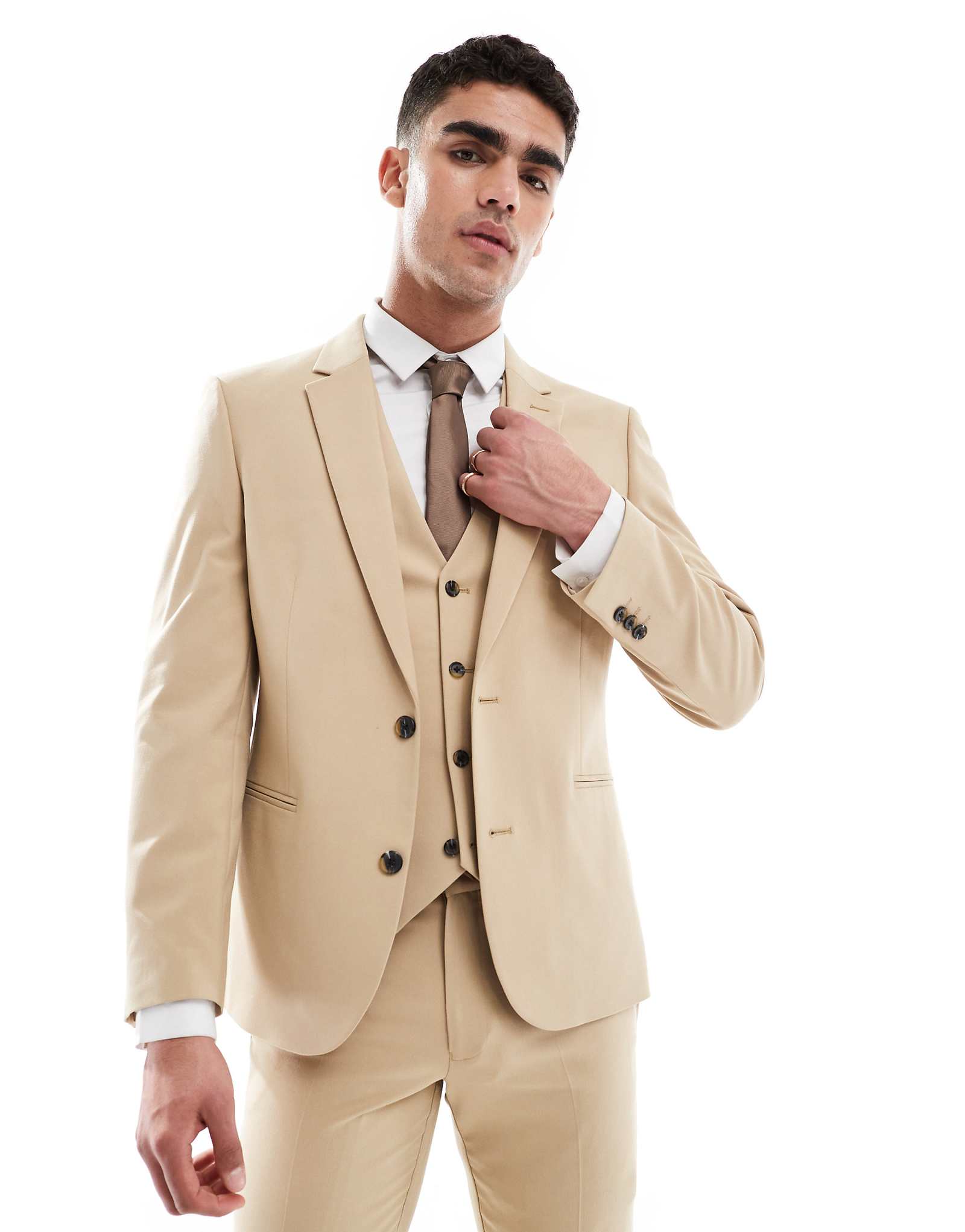ASOS DESIGN skinny suit jacket in beige 17490₽