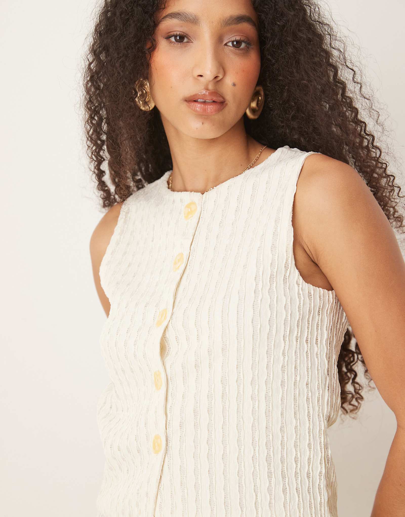 ASOS DESIGN textured crochet vest top in cream - part of a set 3990₽