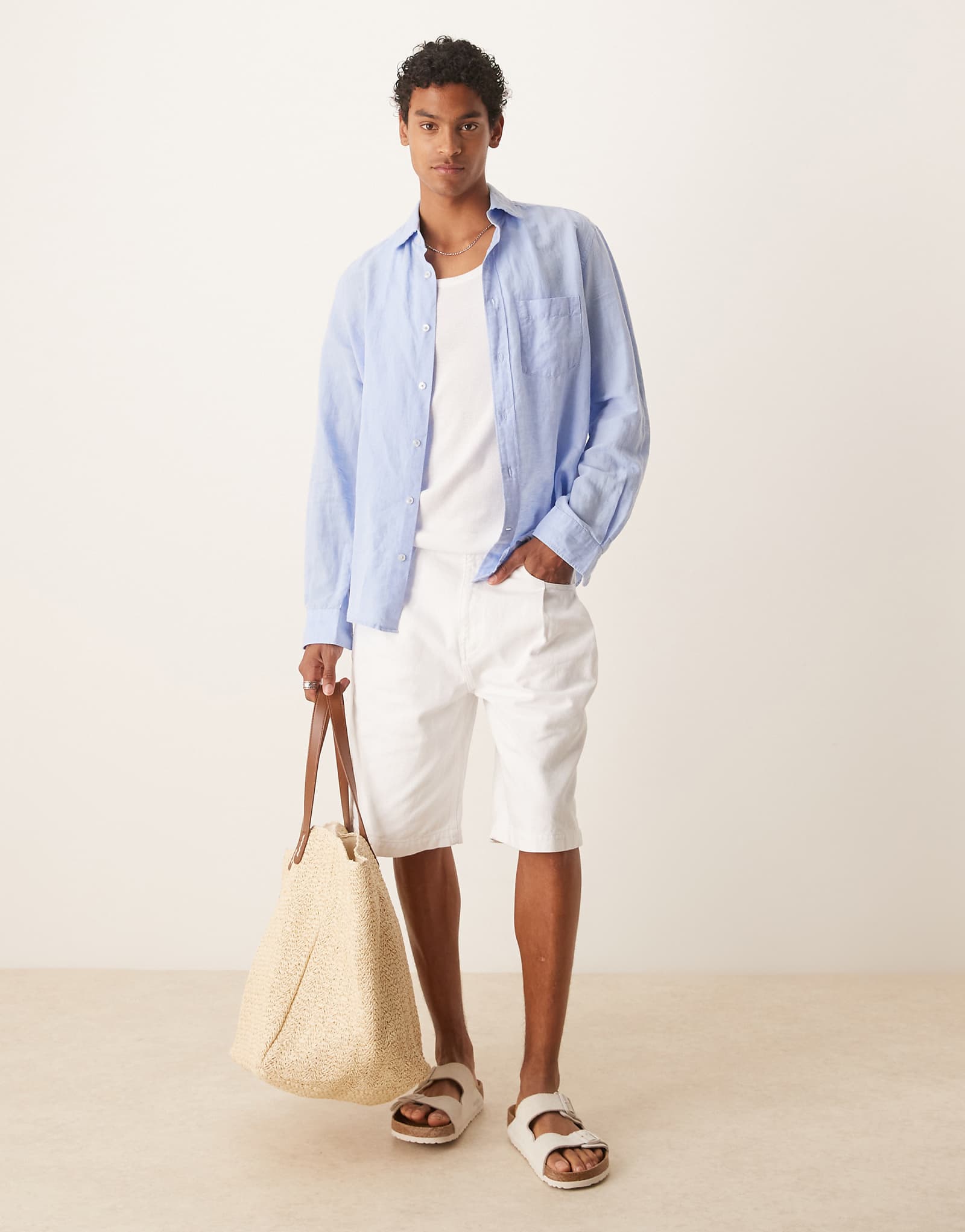 ASOS DESIGN long length denim jorts with pocket pleats in white 5090₽