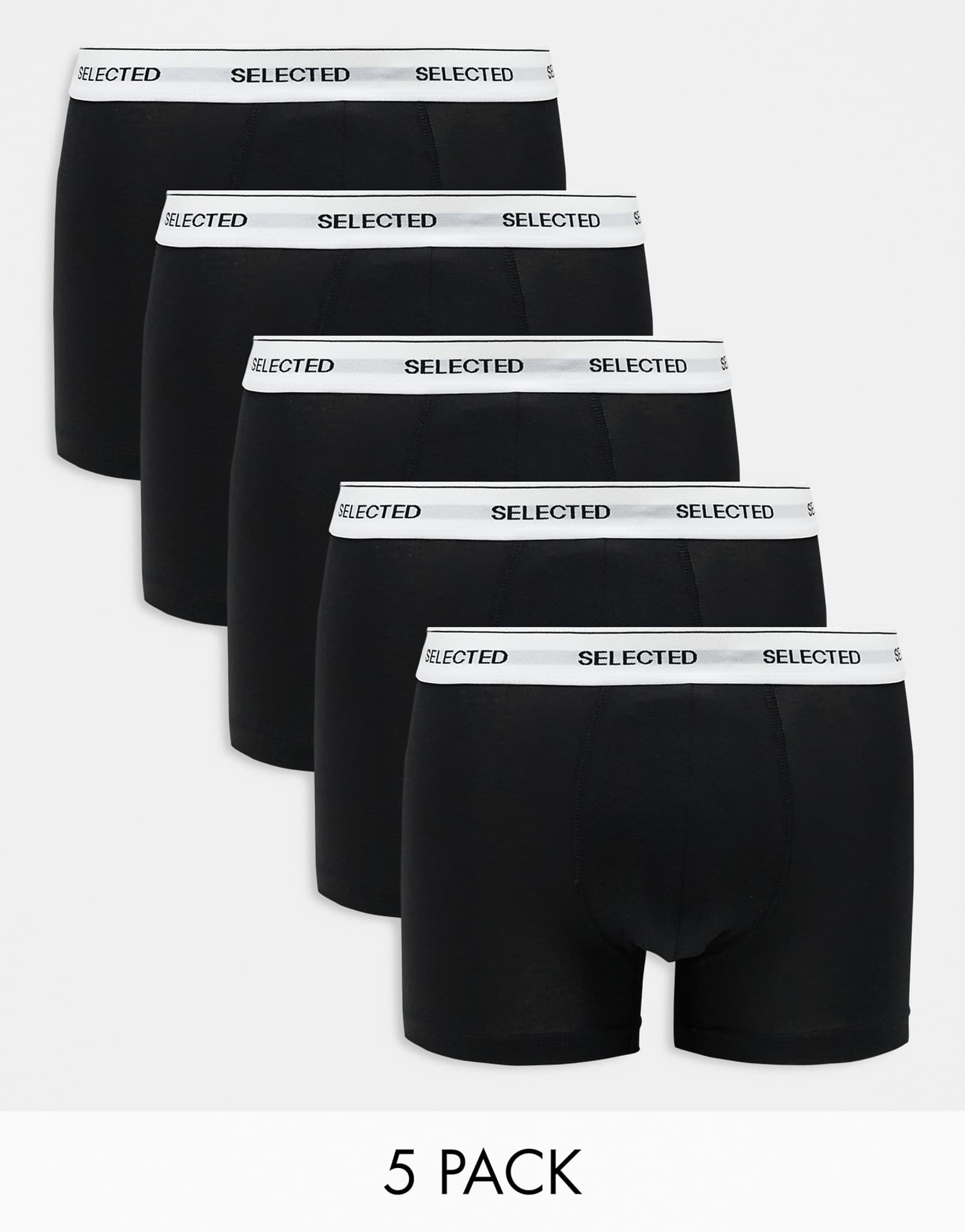 Selected Homme 5 pack trunks in black with waistband 16490₽