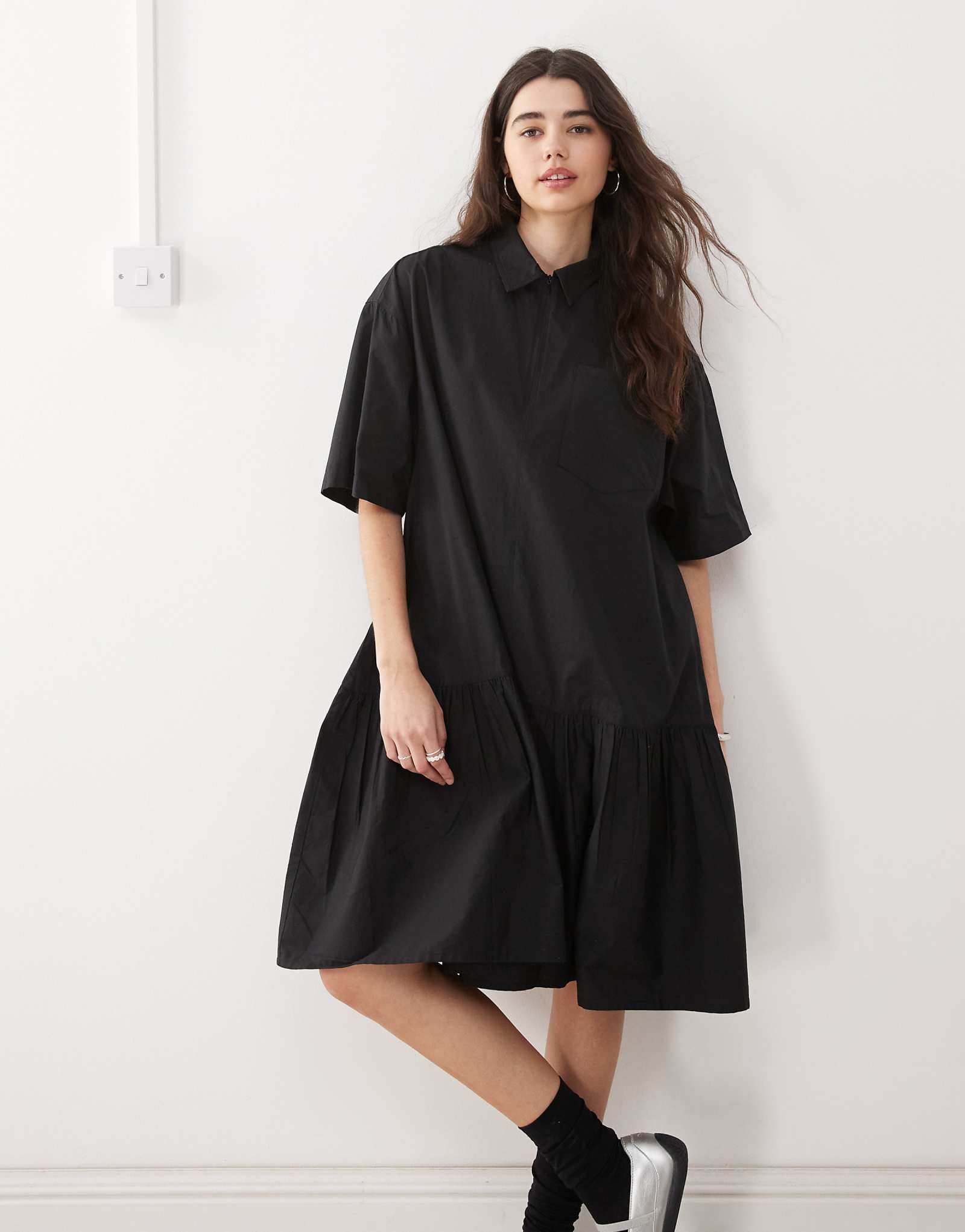 COLLUSION shirt dress in black 9190₽