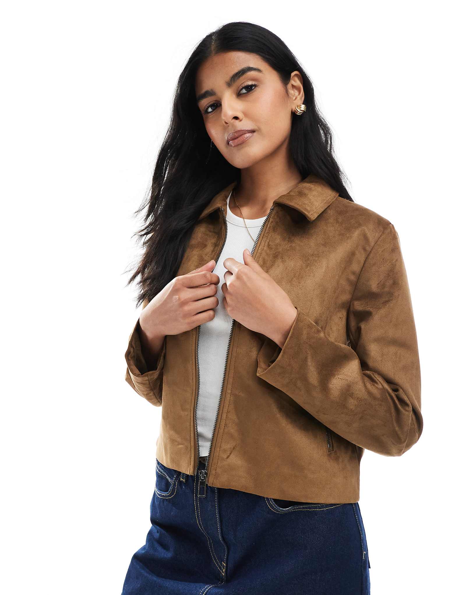 ONLY faux suede jacket in light brown 18390₽
