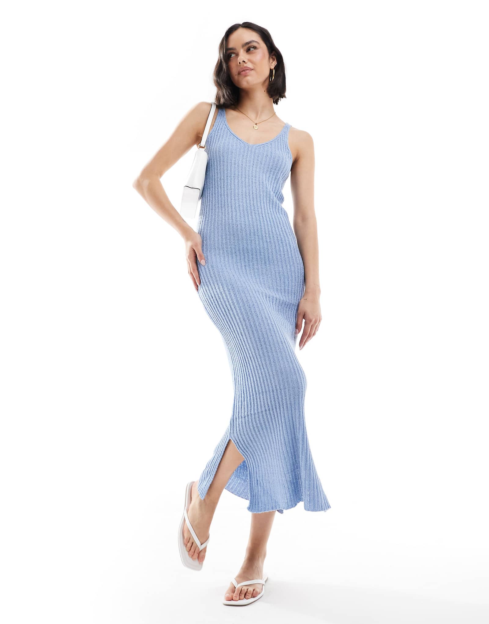 ONLY knit midaxi dress in light blue 9590₽