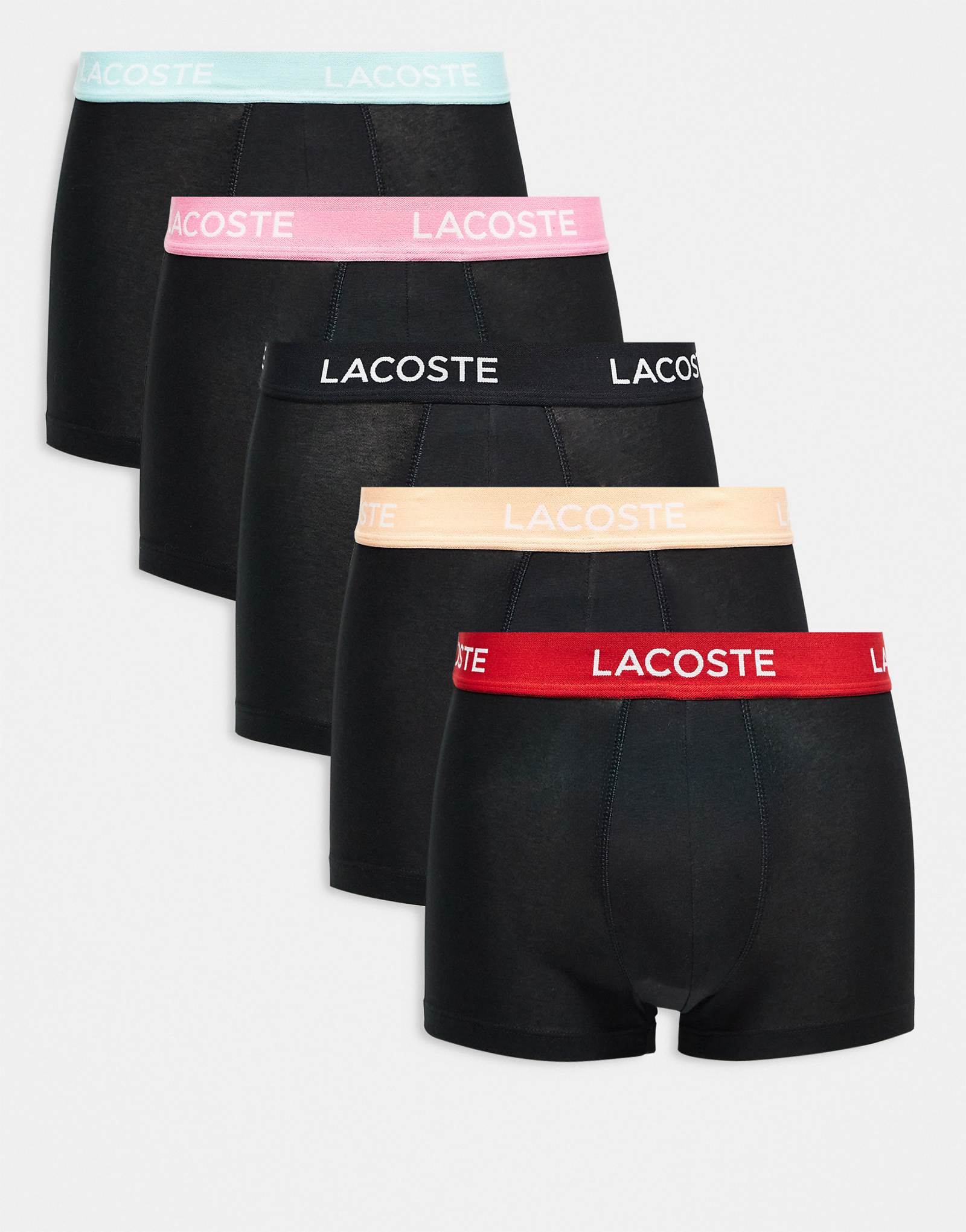 Lacoste 5 pack briefs in black with contrast waistbands 17090₽