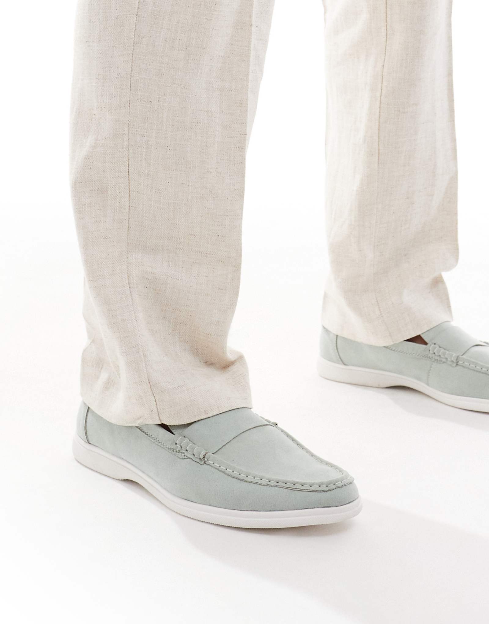 SEQWL Berwin loafers with chunky soles in sage