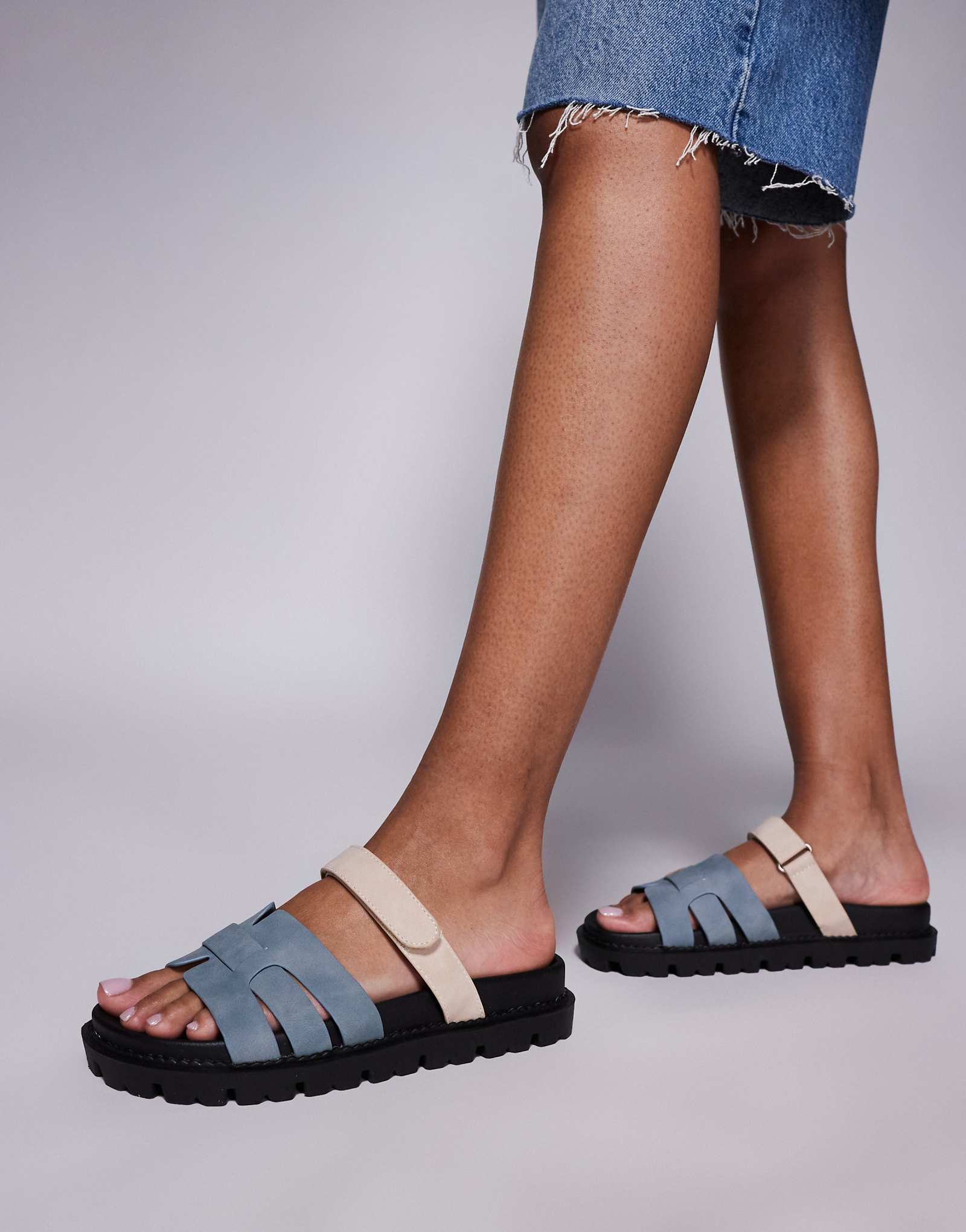 SIMMI London Adelle mule sandals with strap in blue