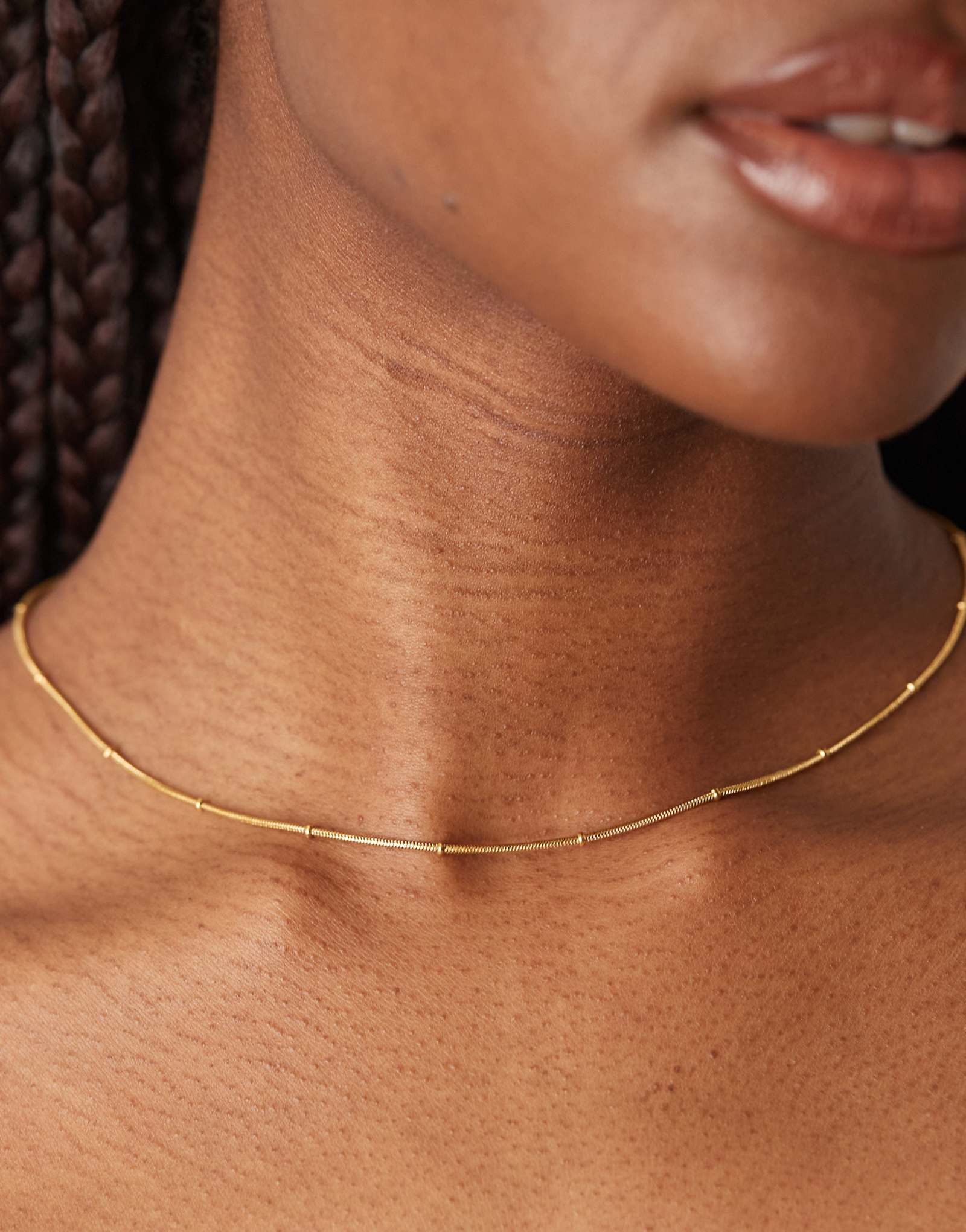 Lost Souls stainless steel 18kt gold plated satellite fine chain necklace