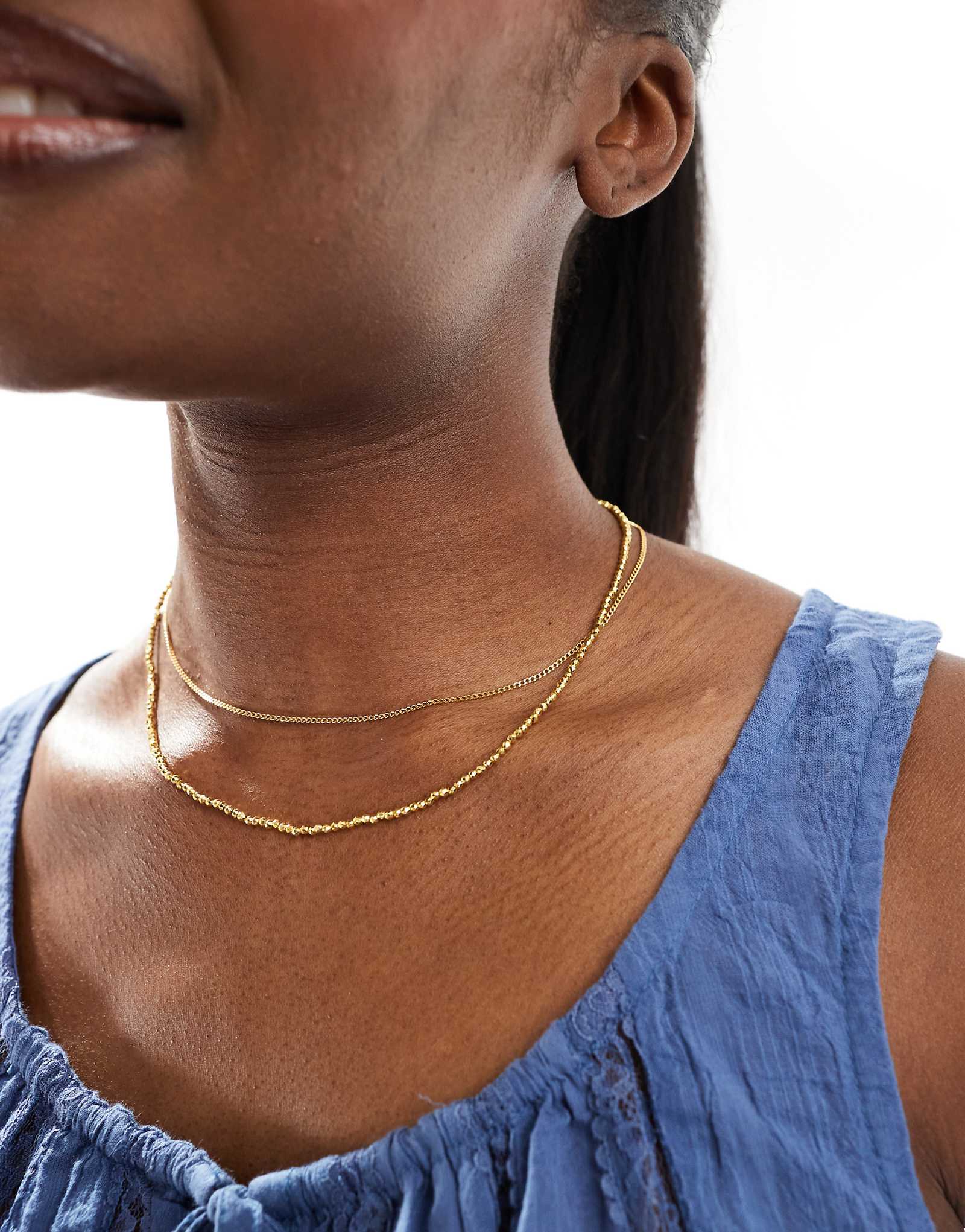 Accessorize Z layered ball chain necklace in gold plate