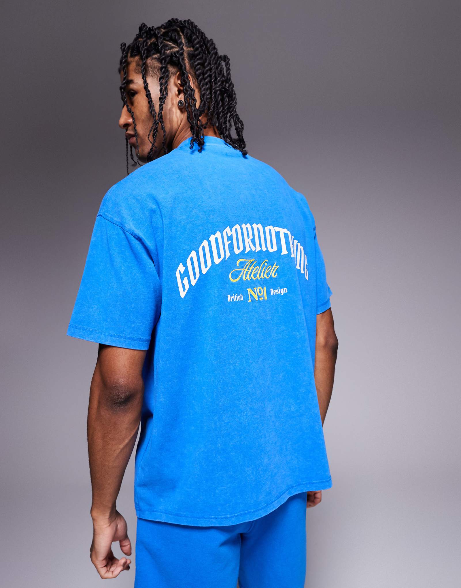 Good For Nothing back print logo T-shirt in blue - part of a set