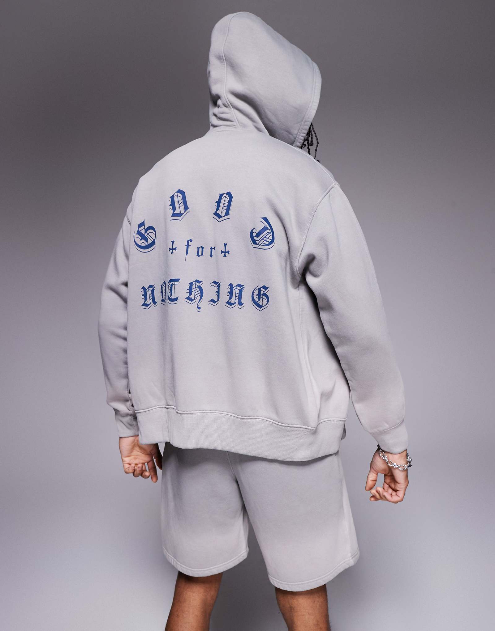 Good For Nothing zip up hoodie with back print in gray - part of a set 16190₽