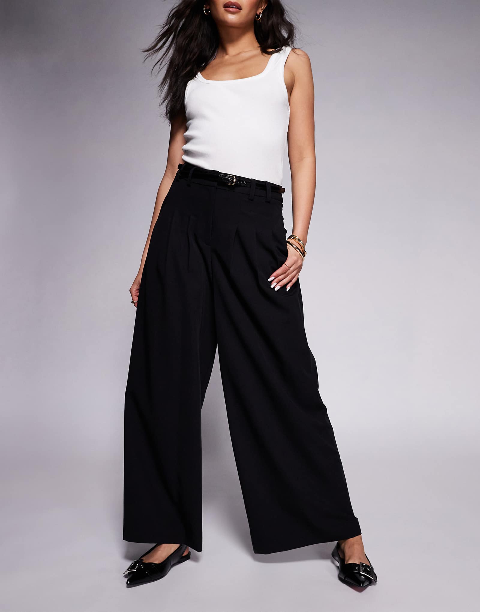 River Island tailored wide leg pants in black 17190₽