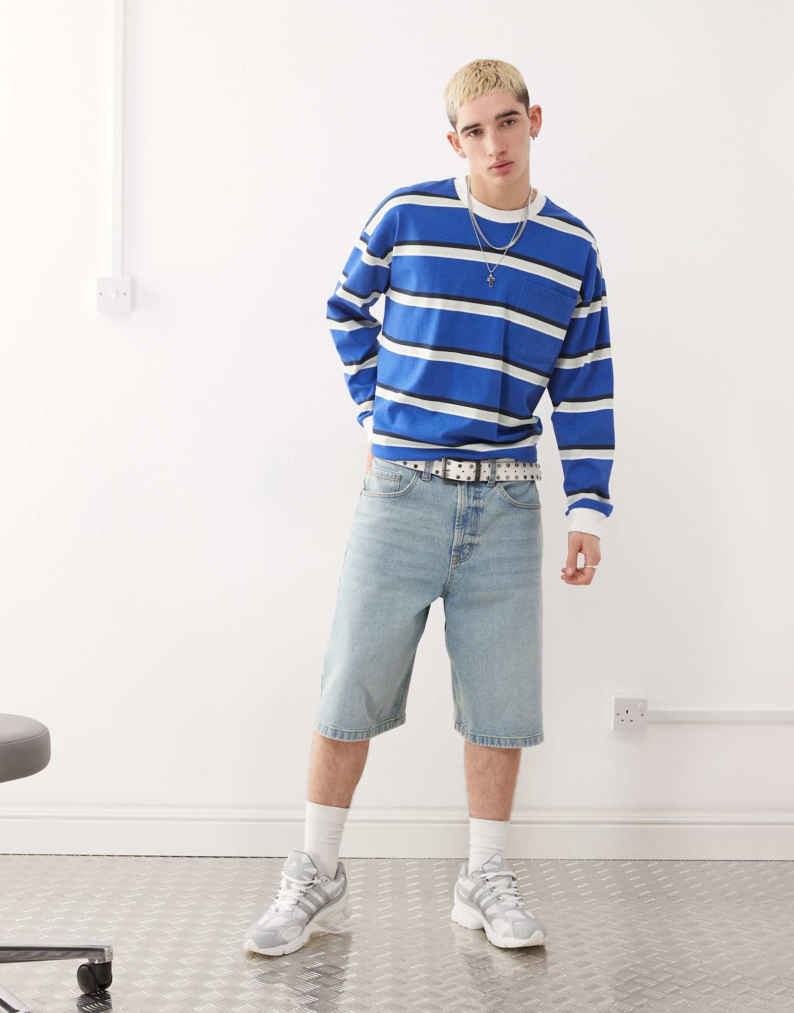 COLLUSION denim skater jorts in vintage wash