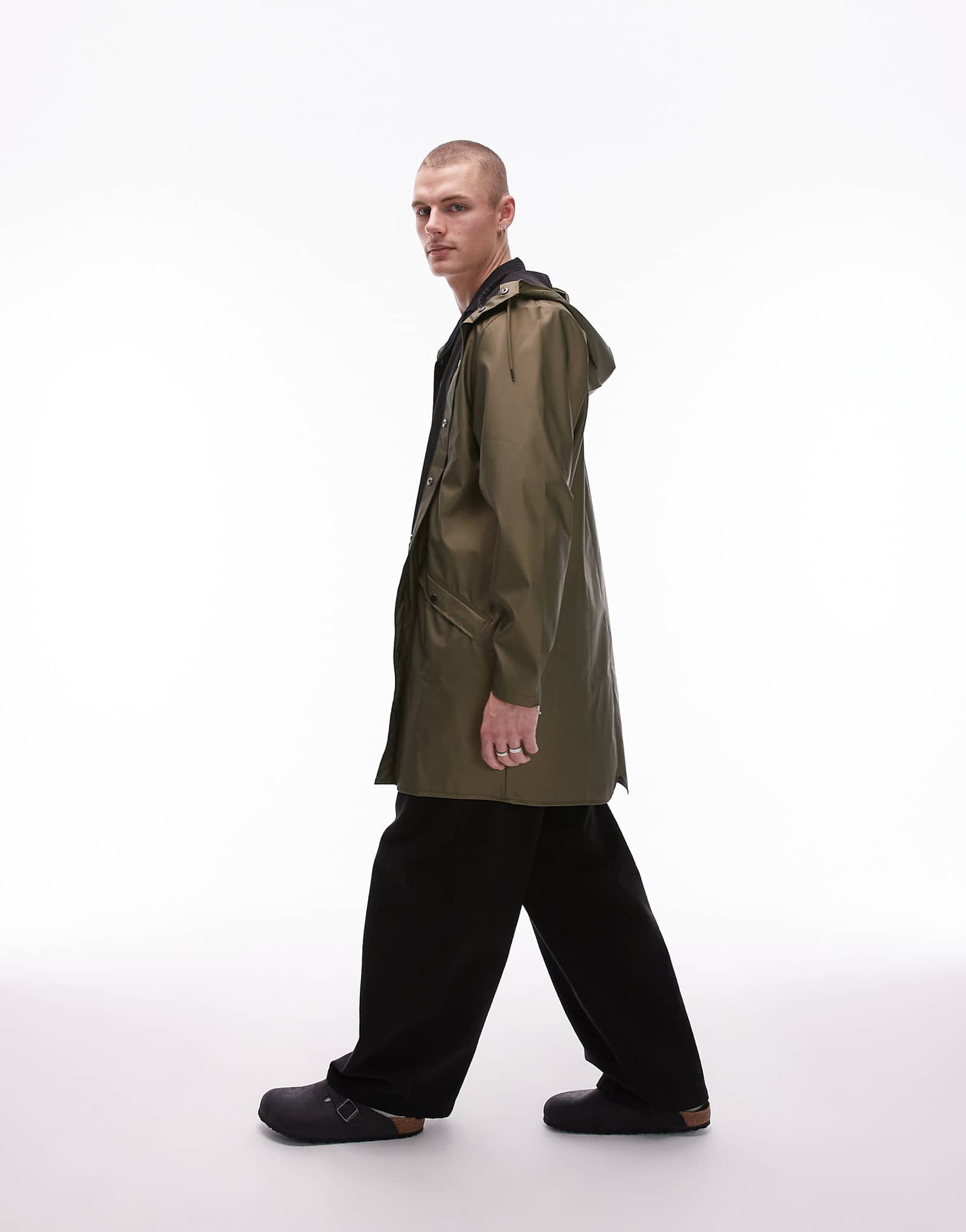 Rains 12020 waterproof long jacket in metallic khaki 13590₽