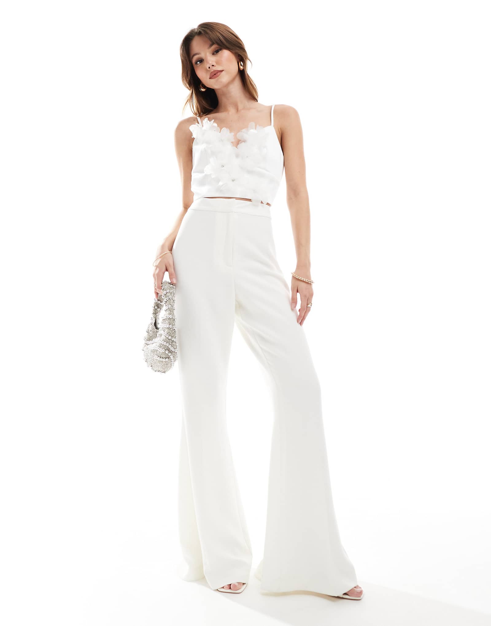 French Connection Arlette flare leg pants in white 29390₽