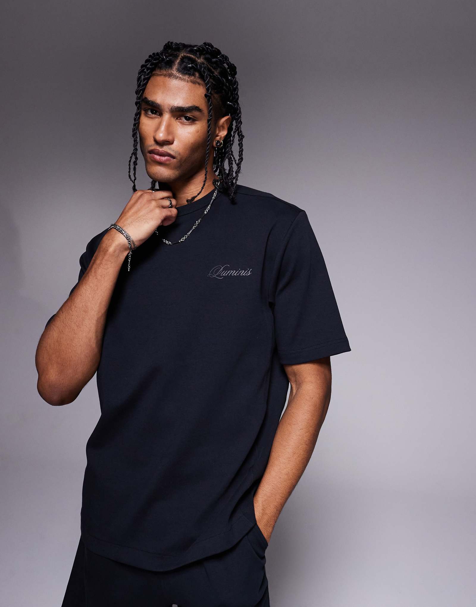 River Island Luminis T-shirt in black - part of a set 6090₽