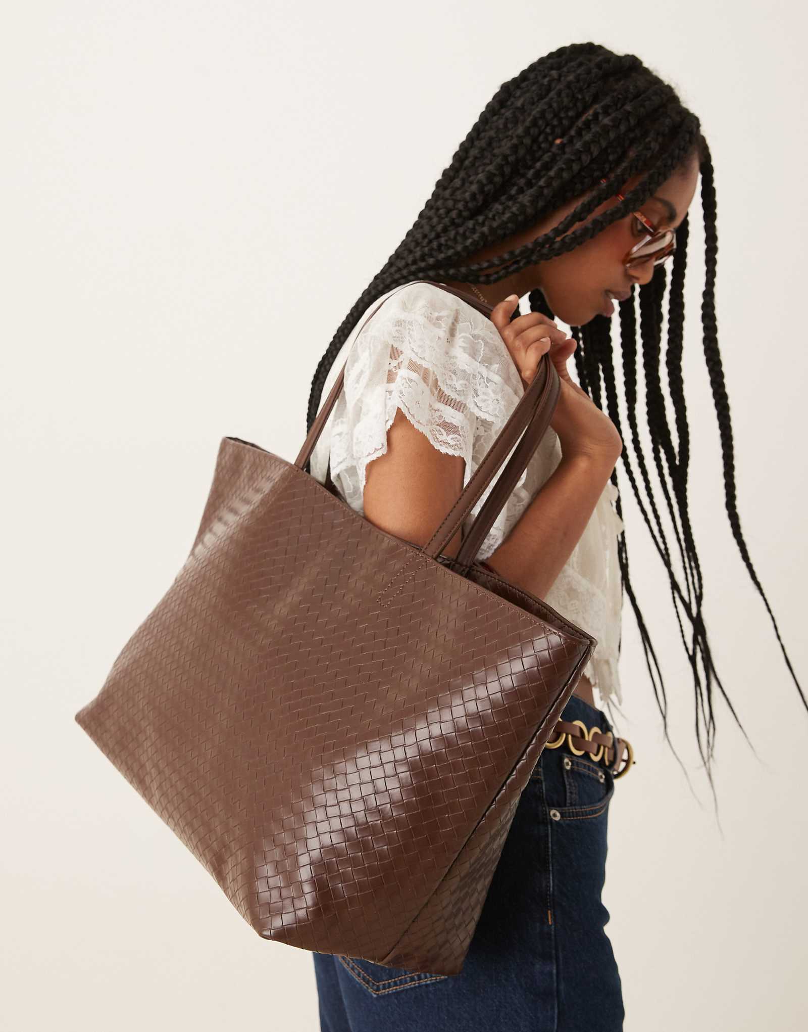 Becksondergaard rallo lottie woven tote bag in chocolate brown