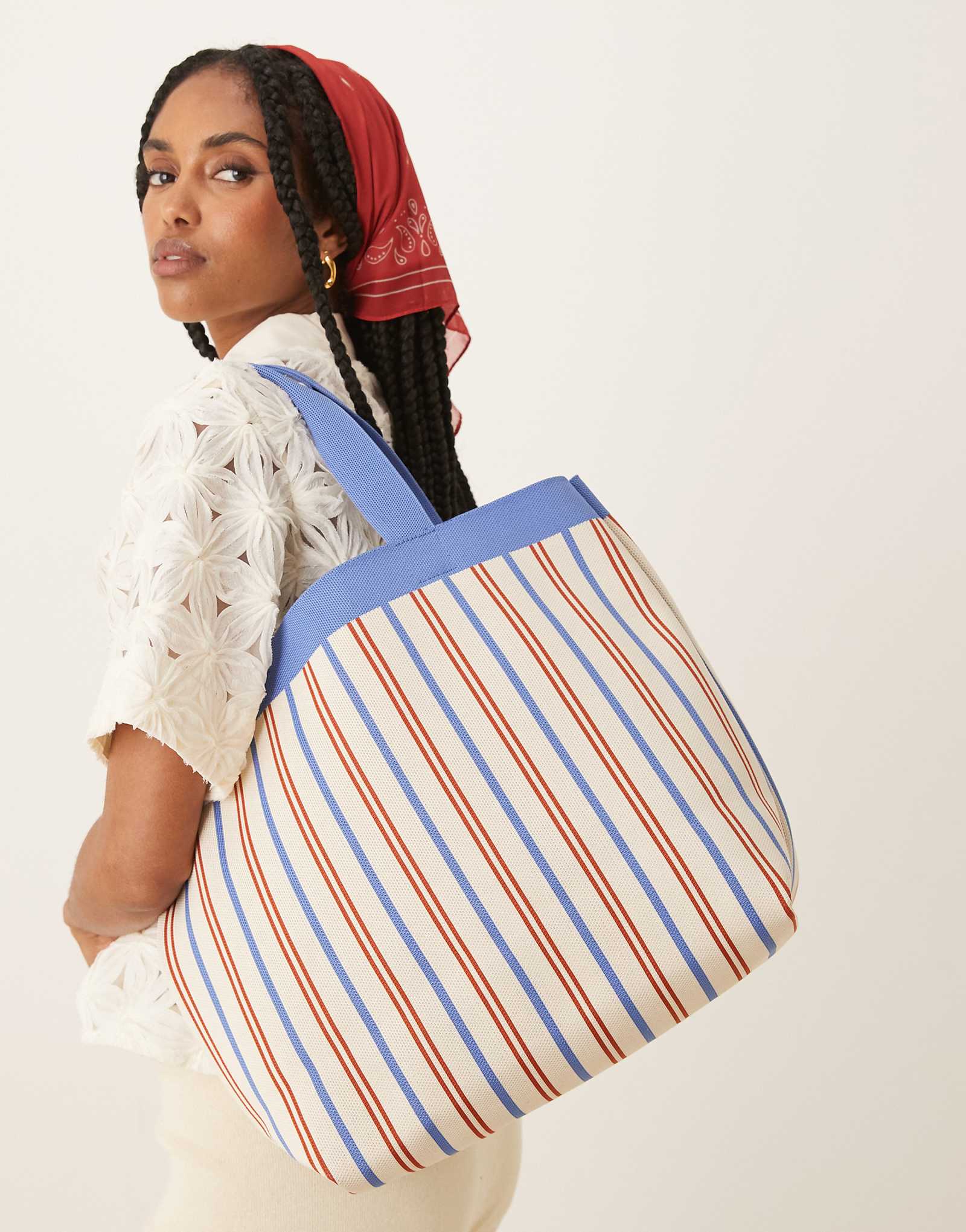 Becksondergaard lillian canvas tote bag in multi stripes 7890₽