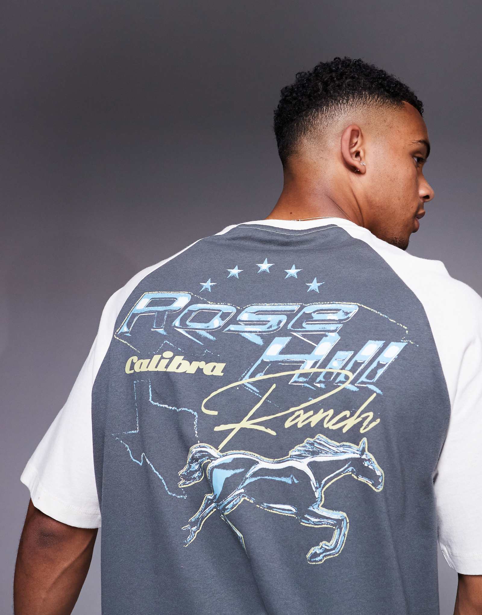 River Island Rose Hill vintage style raglan t-shirt in gray 8490₽