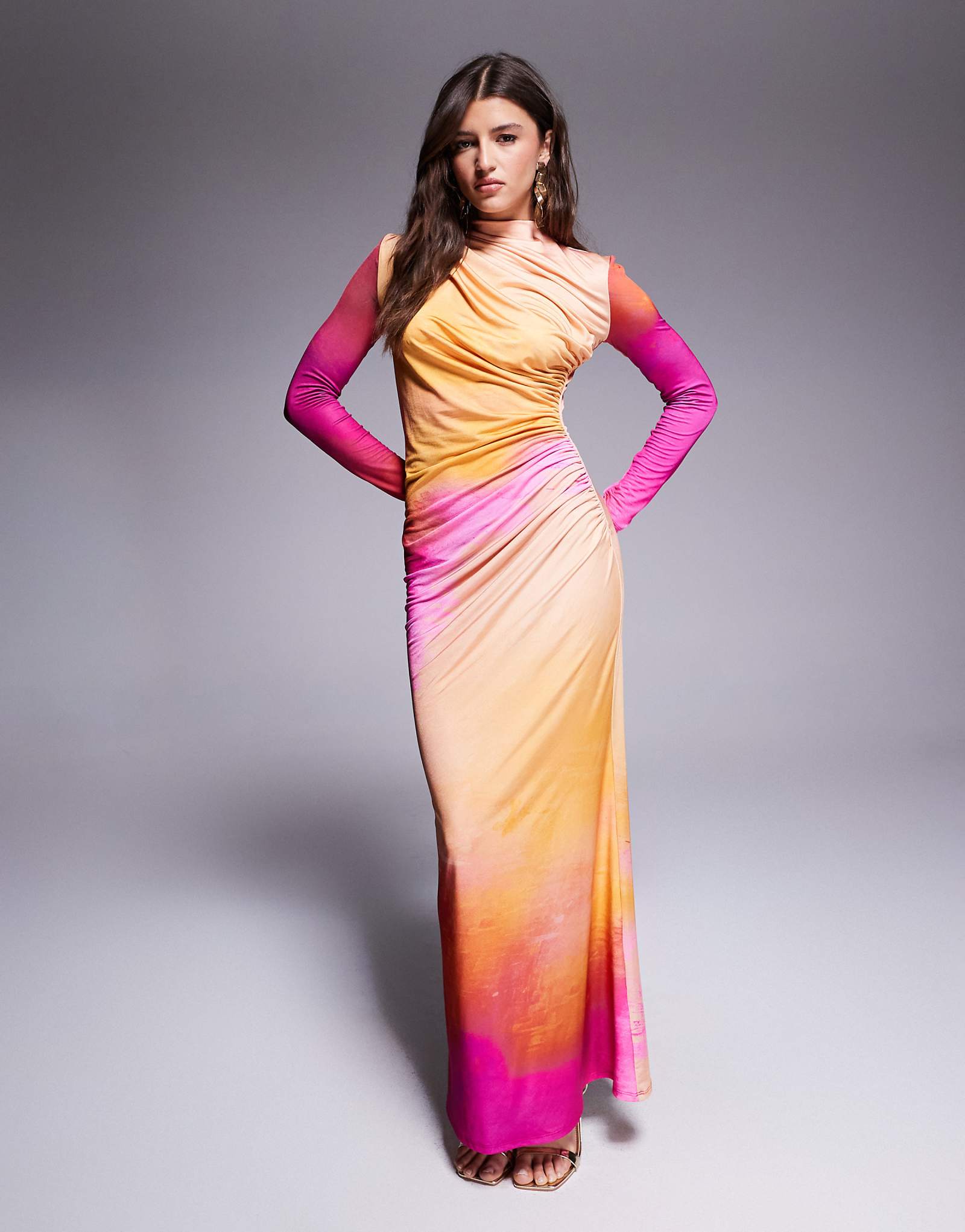 Daska ruched maxi dress in blur print 23090₽