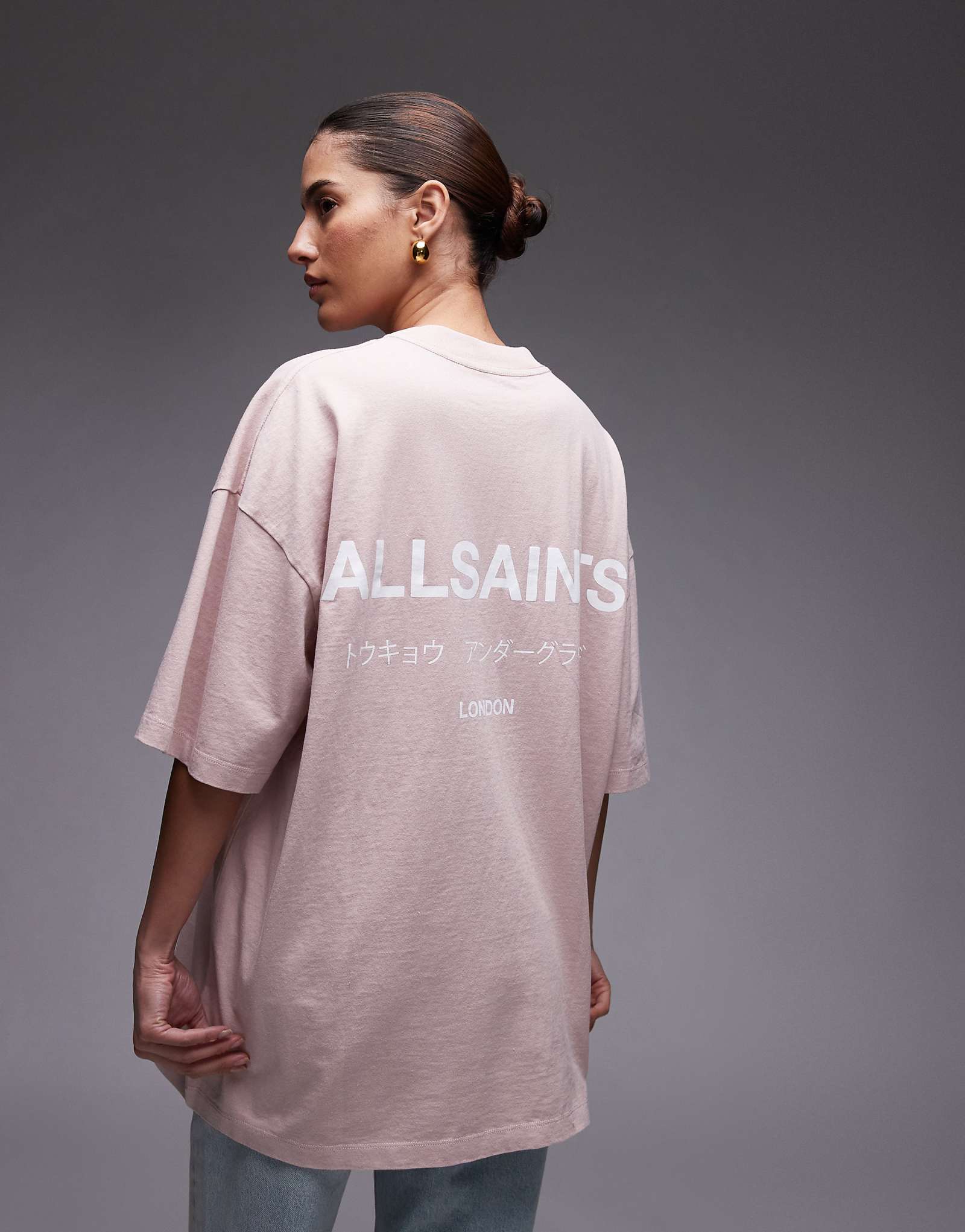 AllSaints Underground oversized T-shirt in floss pink 16190₽