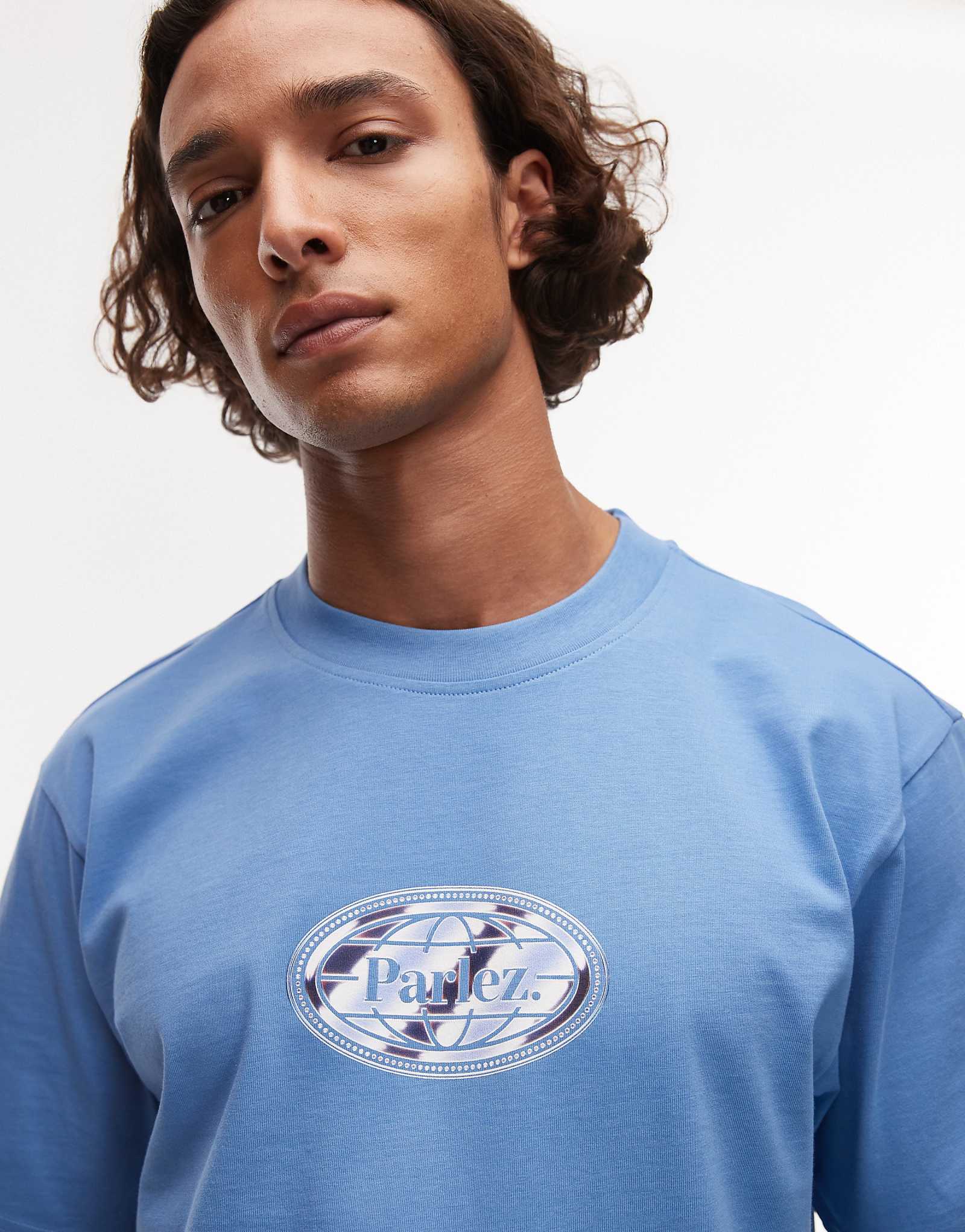 Parlez chroma vintage logo t-shirt in blue 11390₽