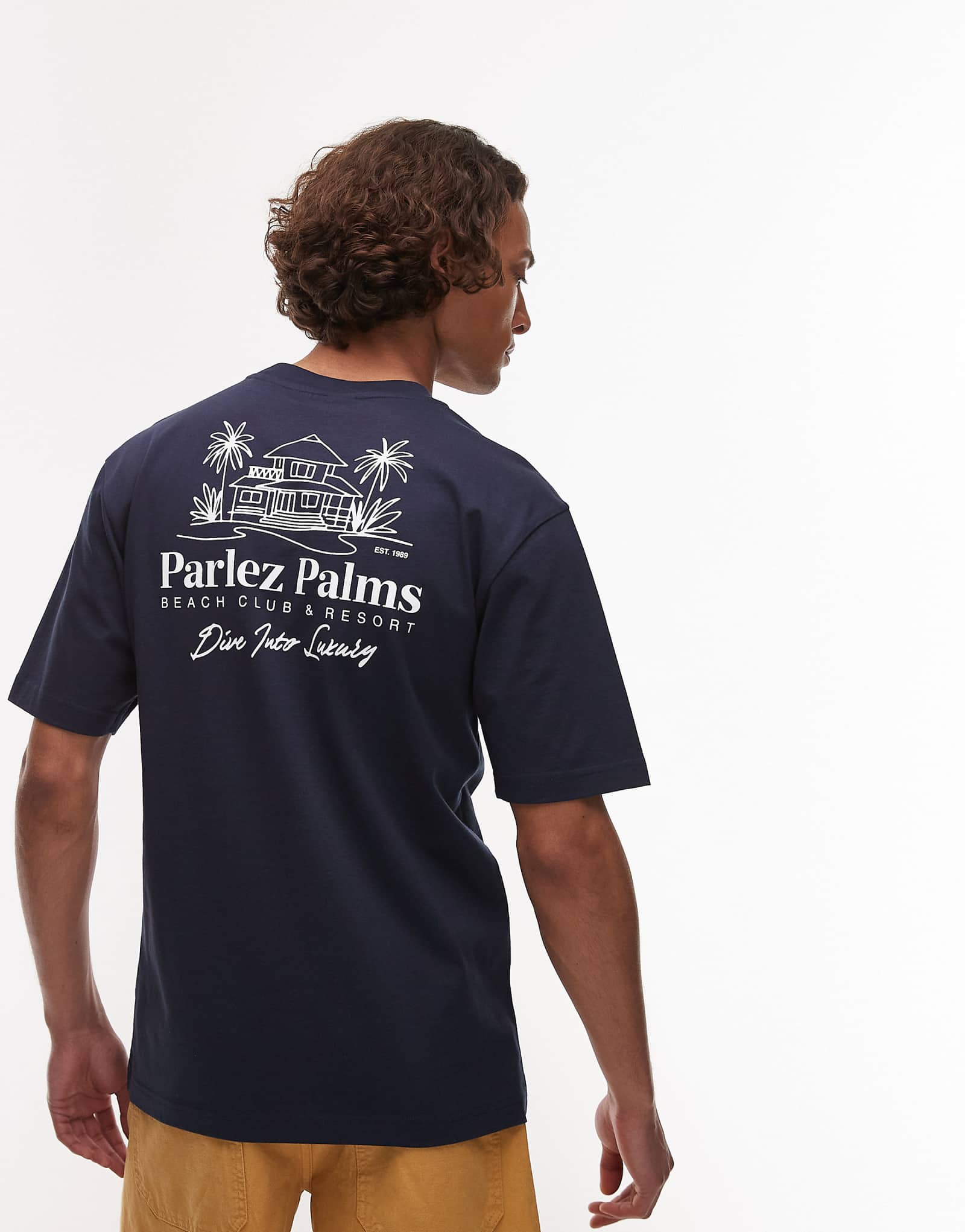Parlez re-treat motif back t-shirt in navy 10490₽