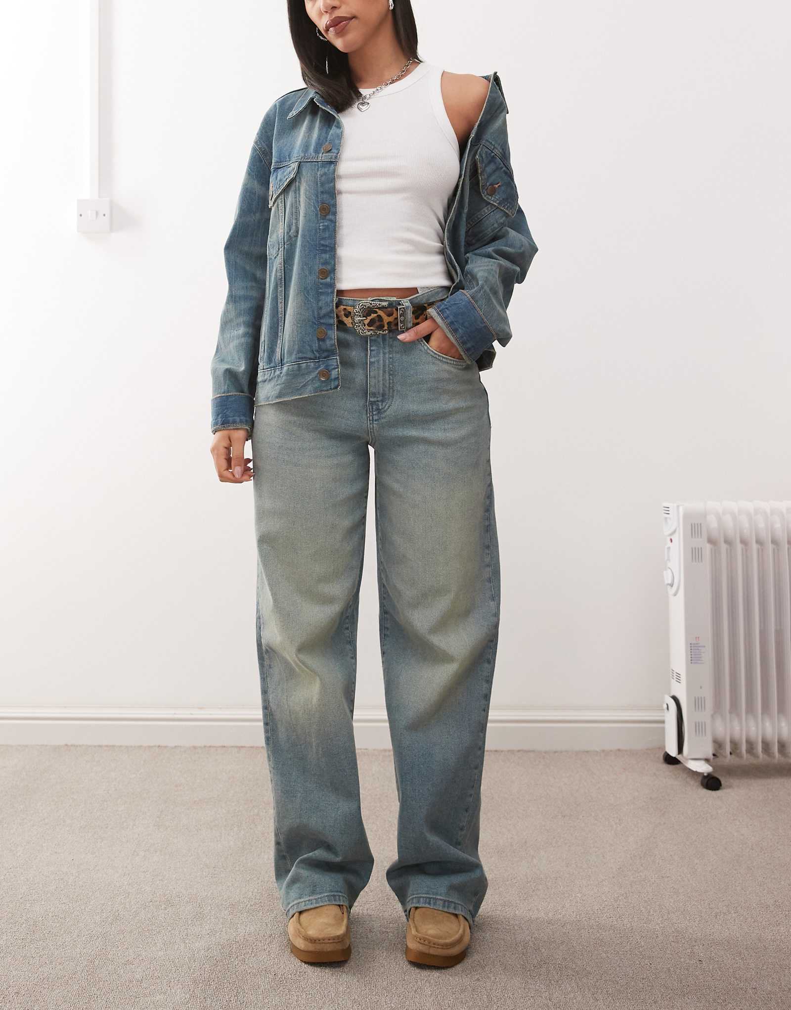 Noisy May Josie high waist baggy jeans in blue tint 16290₽