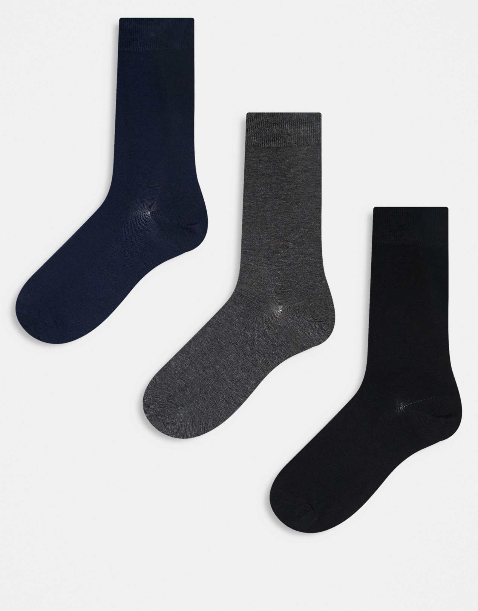 ARKET 3 pack ankle socks in black, navy and dark heather gray