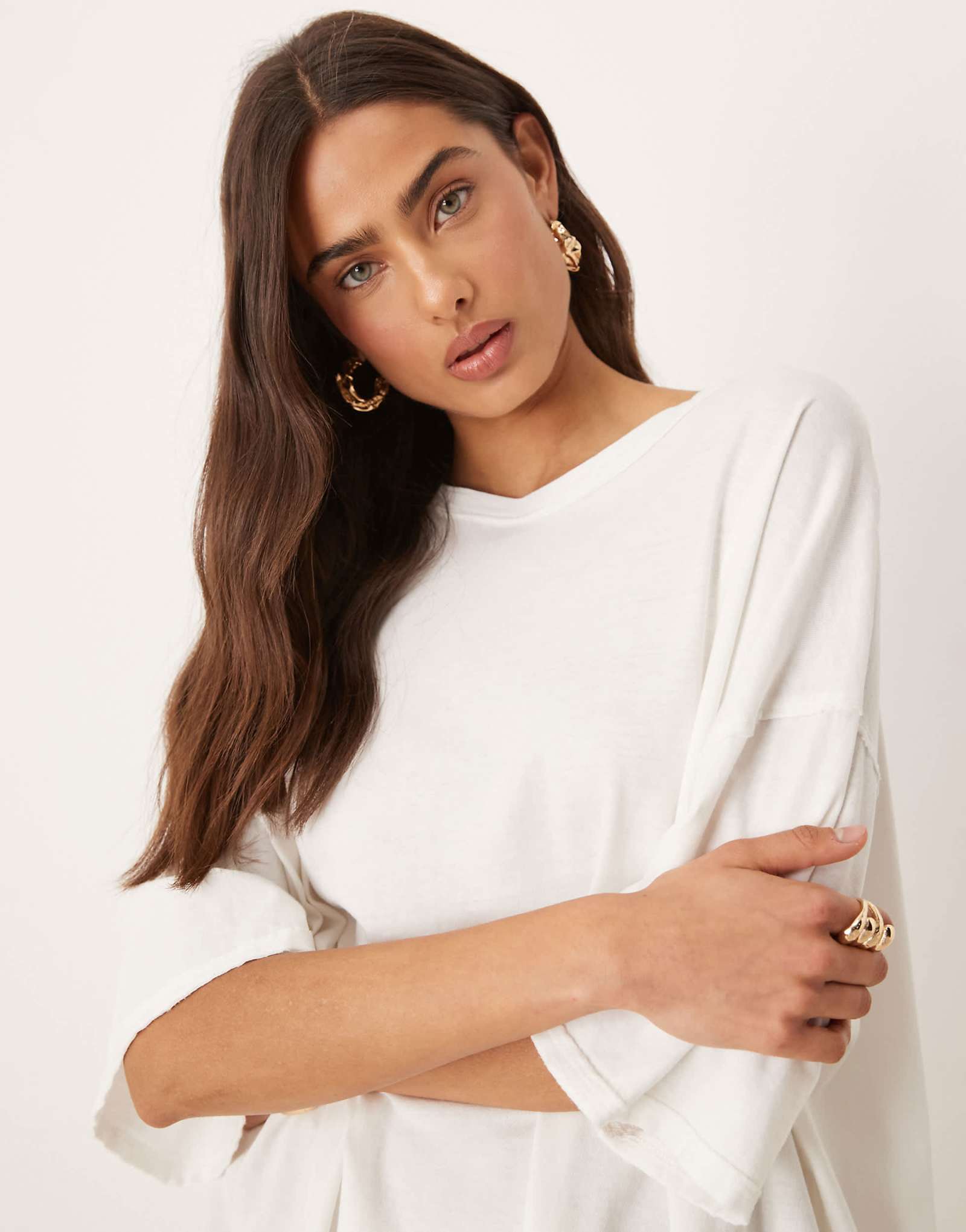 Free People devon relaxed fit t-shirt in ivory 11790₽