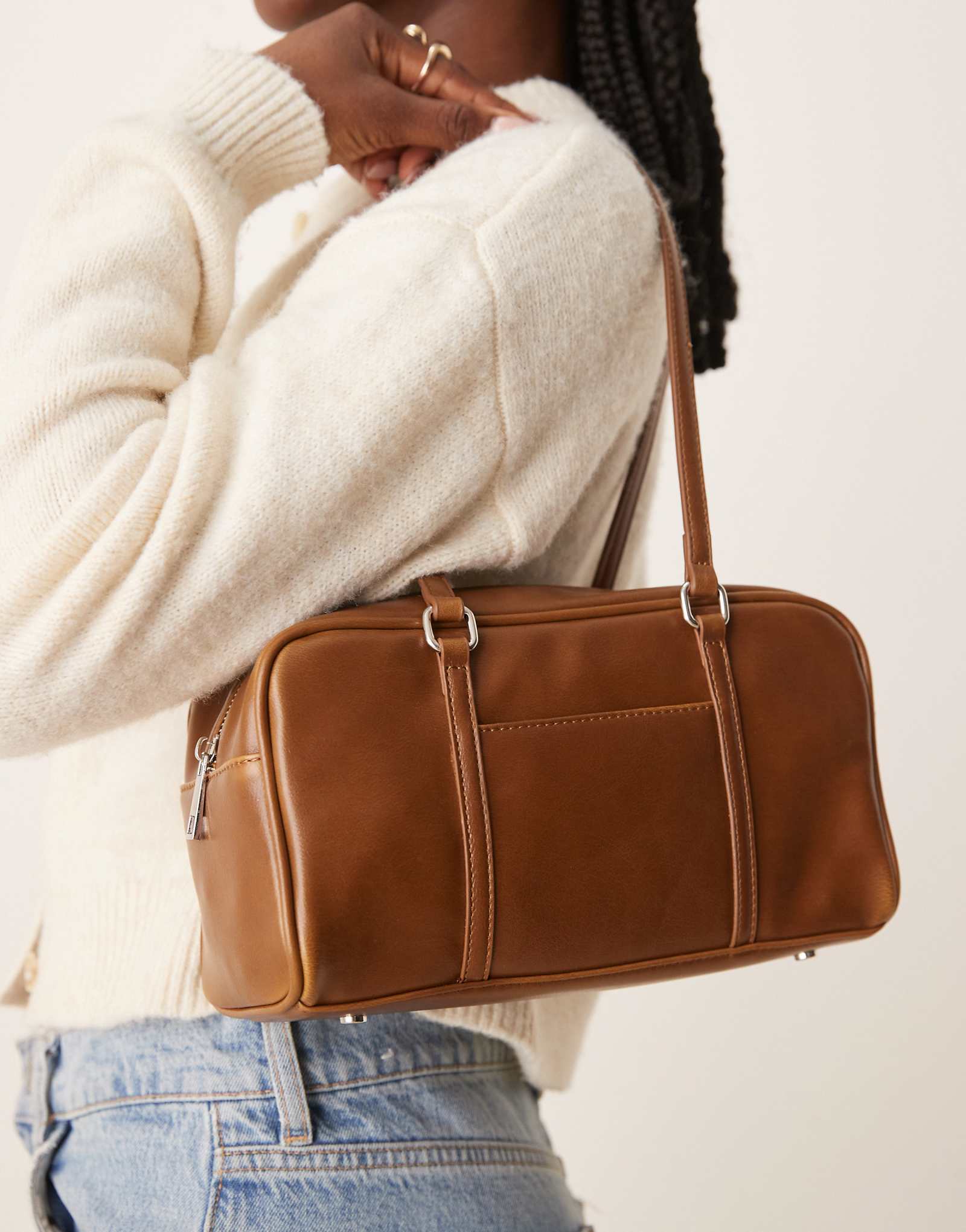 Gina Tricot small bowling shoulder bag in beige