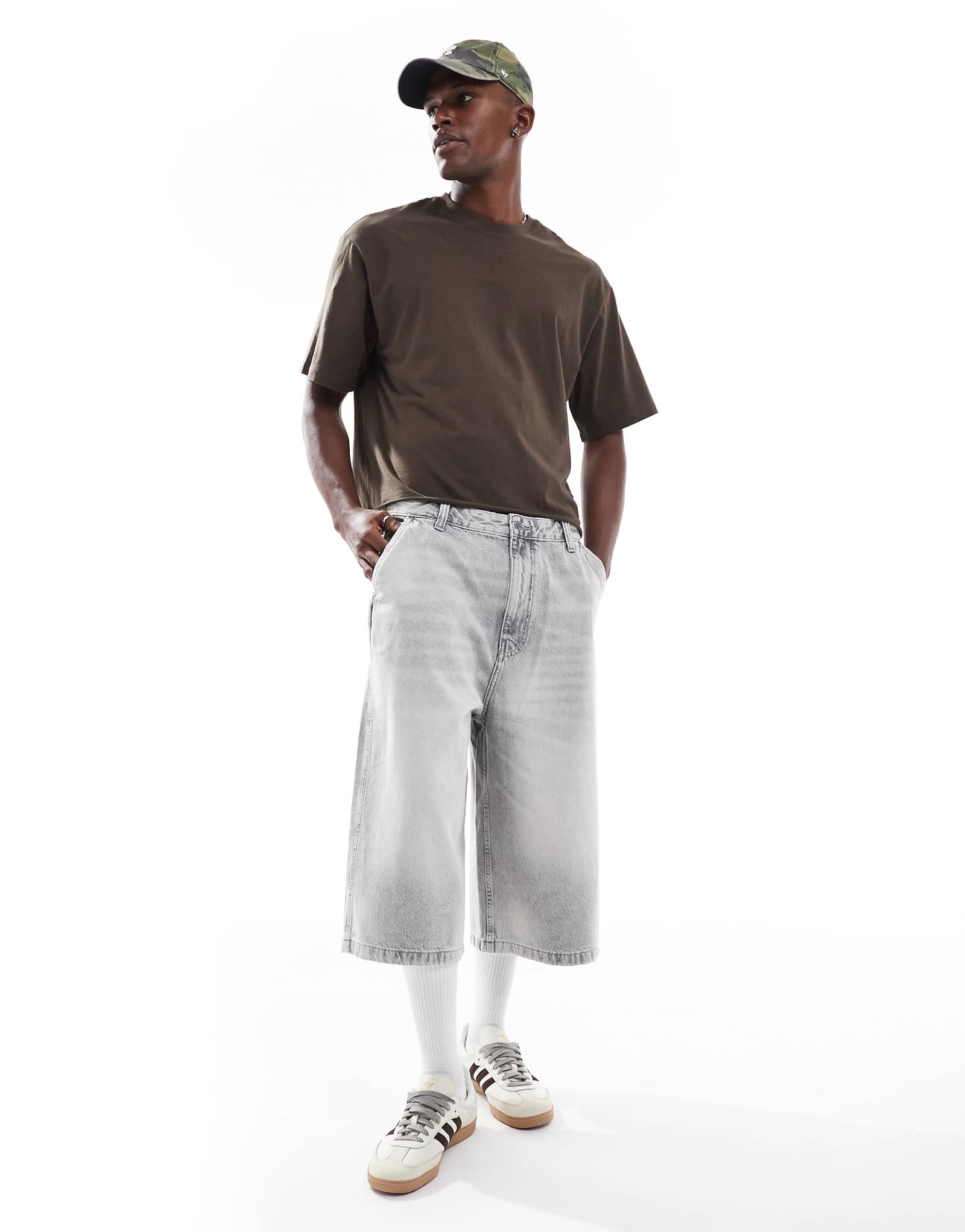 Pull-Bear super baggy denim shorts in gray 7590₽