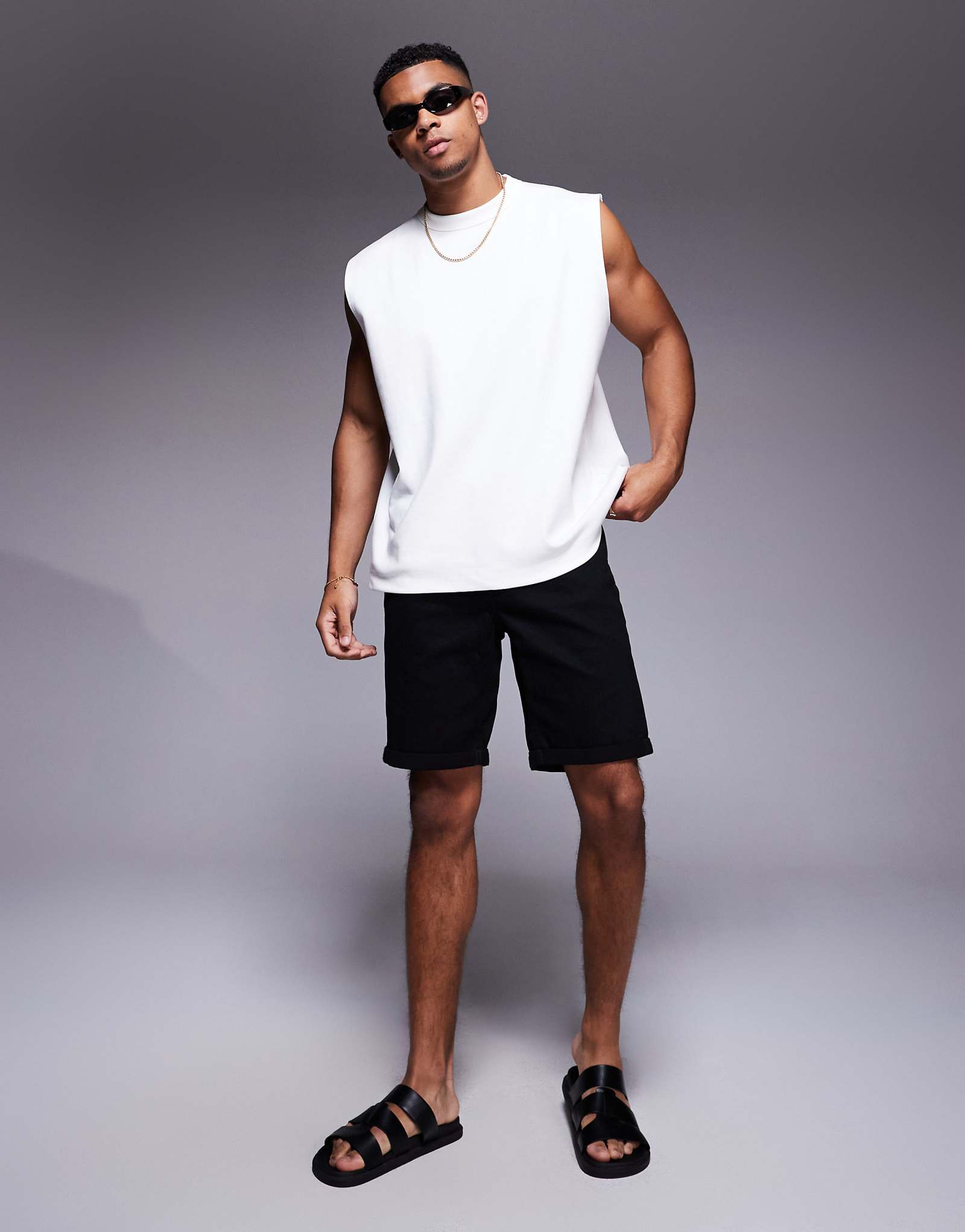 River Island slim denim shorts in black 9490₽