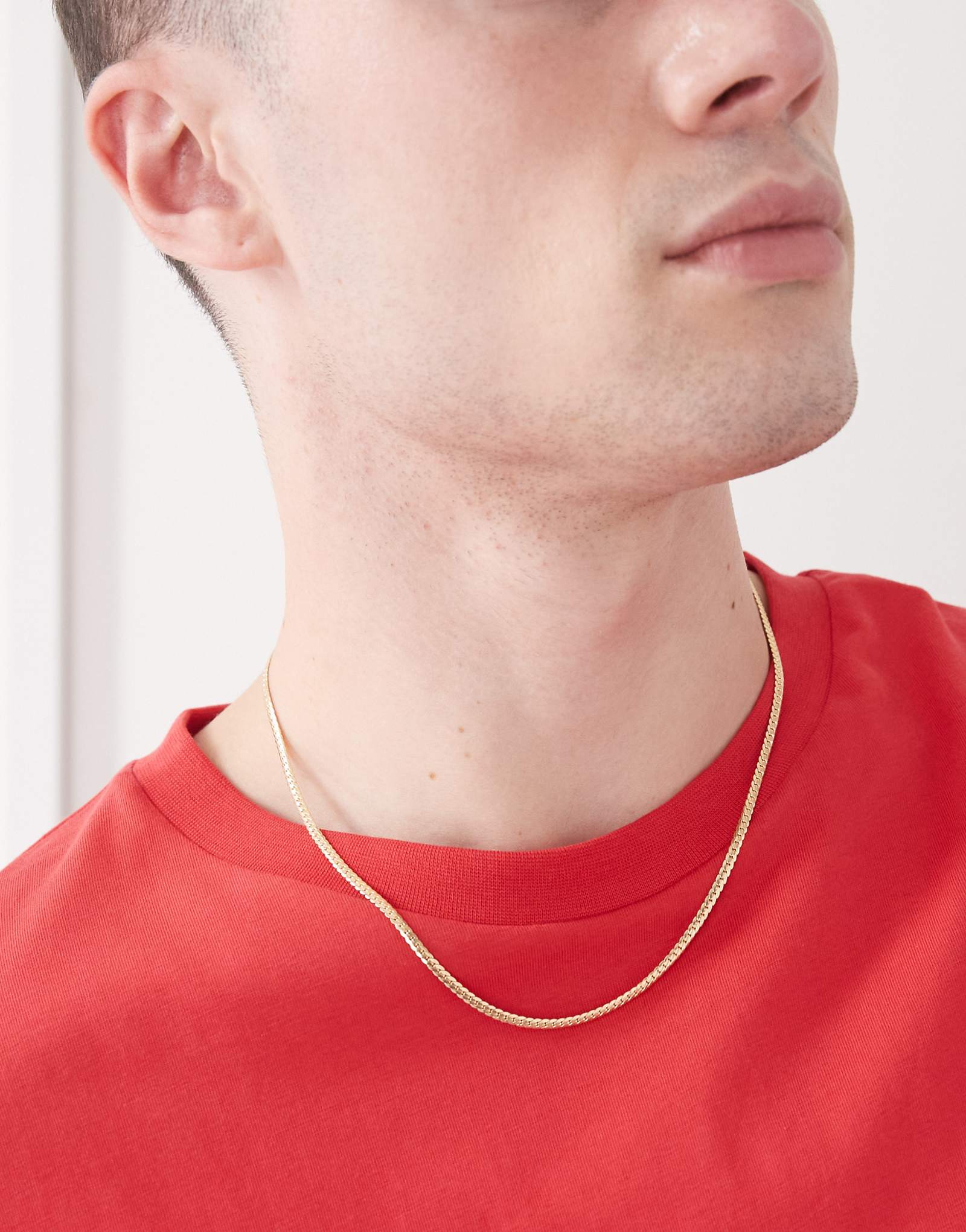 Faded Future thin herringbone chain necklace in gold