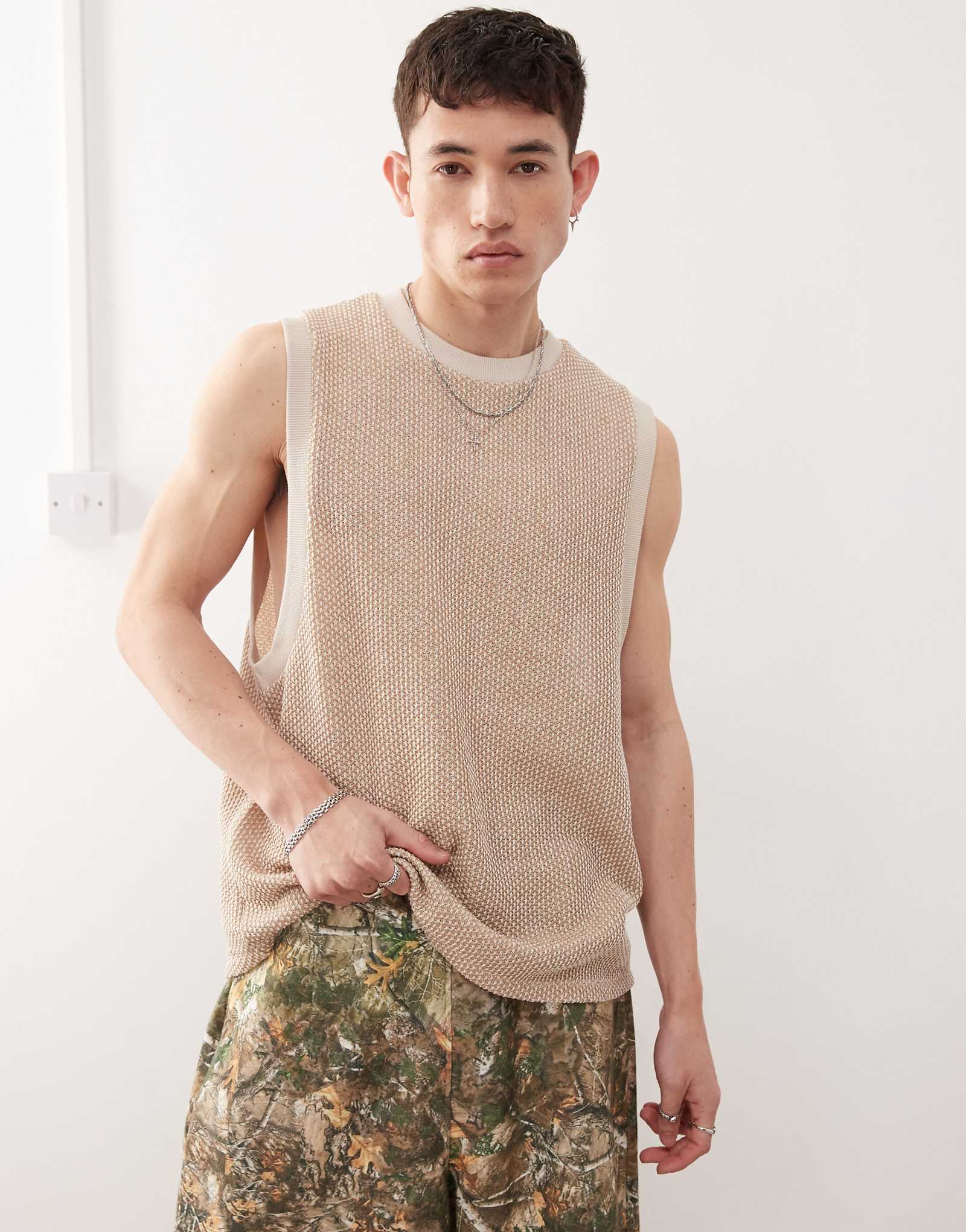 Reclaimed Vintage crochet dropped armhole tank in cream 7490₽