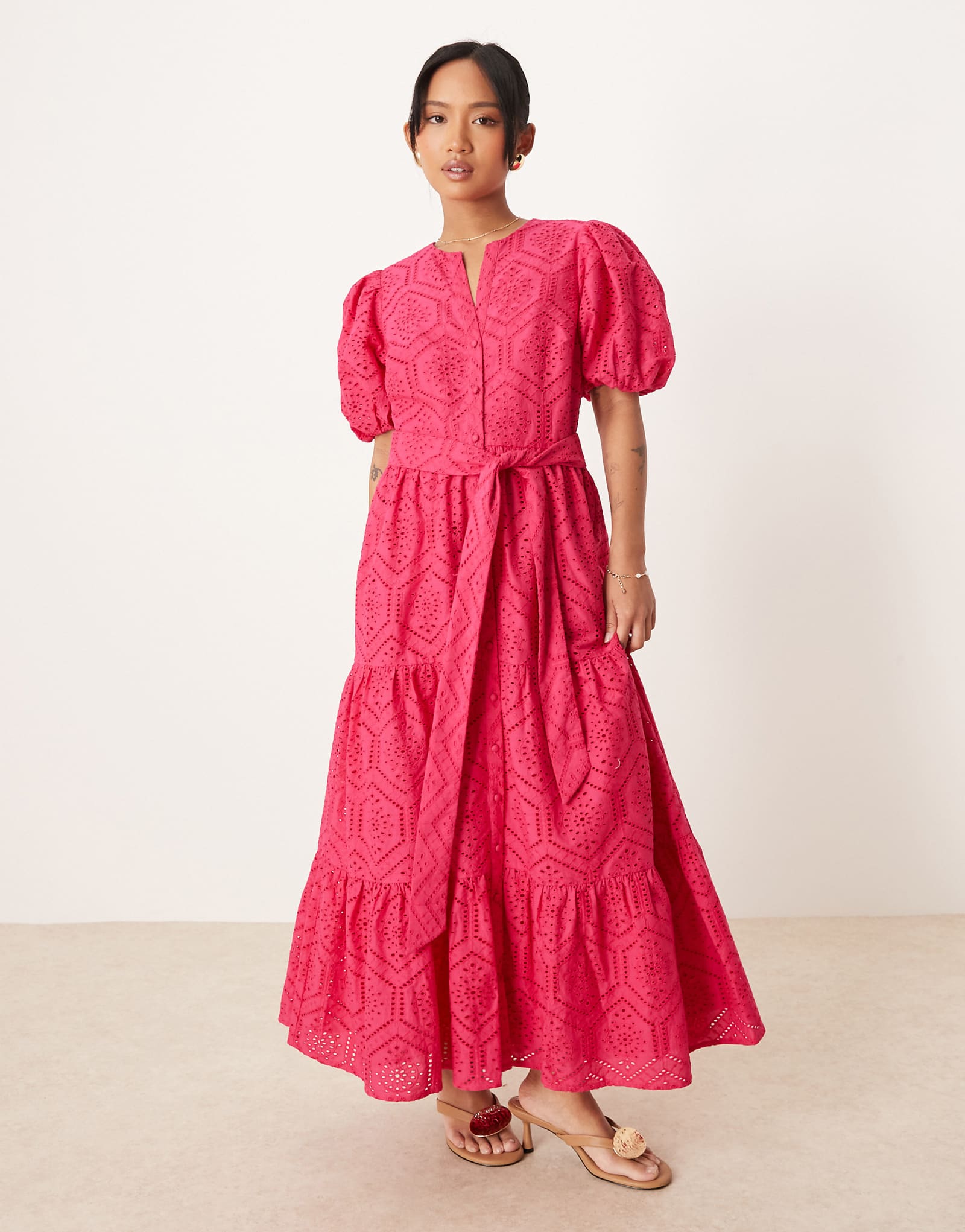 Nobodys Child Petite Starlight puff sleeve mini dress in pink 16790₽