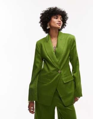 Блейзер для гостей на свадьбу премиум-класса от Topshop зеленого цвета - часть комплекта