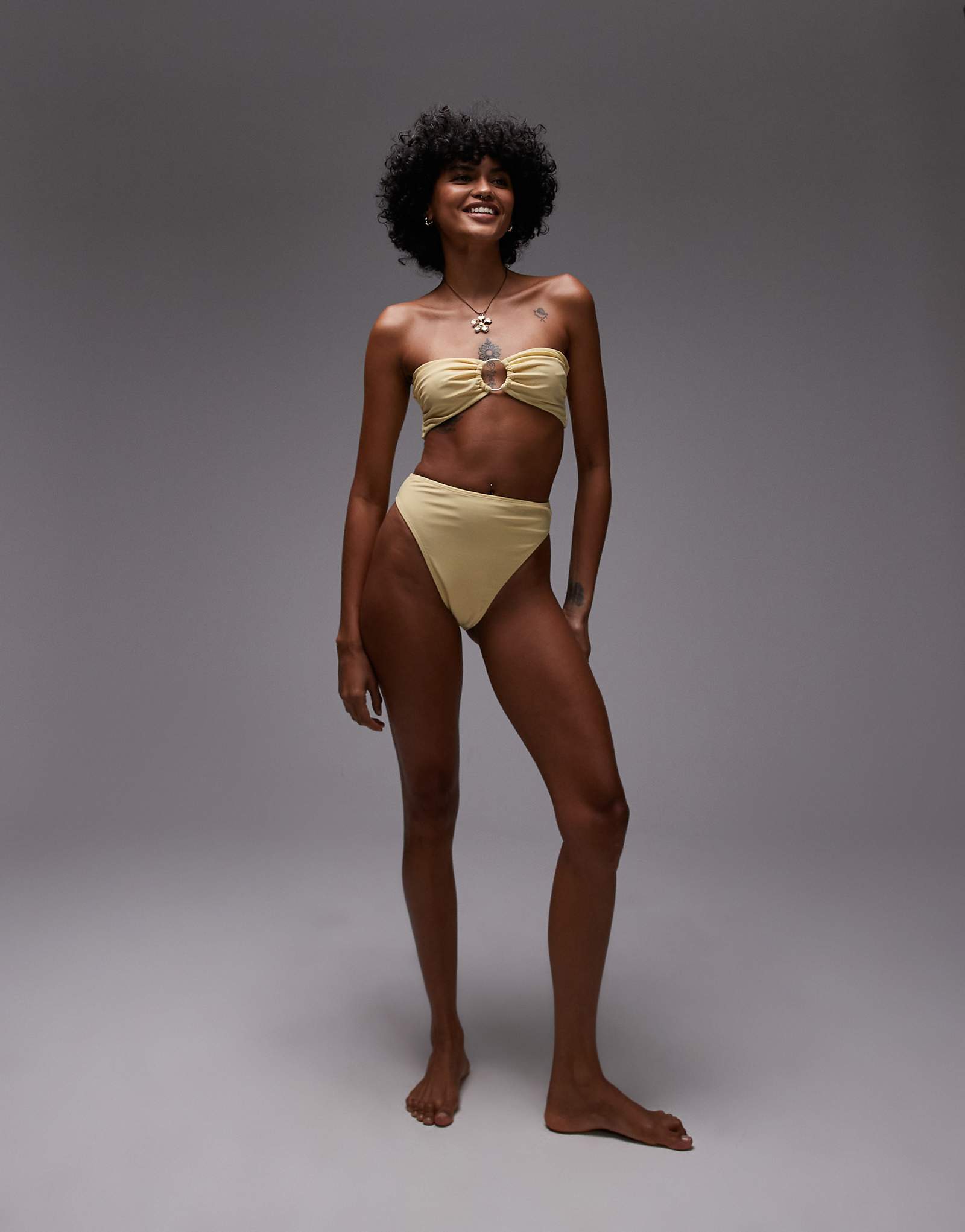 Topshop Thailand bandeau bikini top with metal trim in buttermilk 5890₽