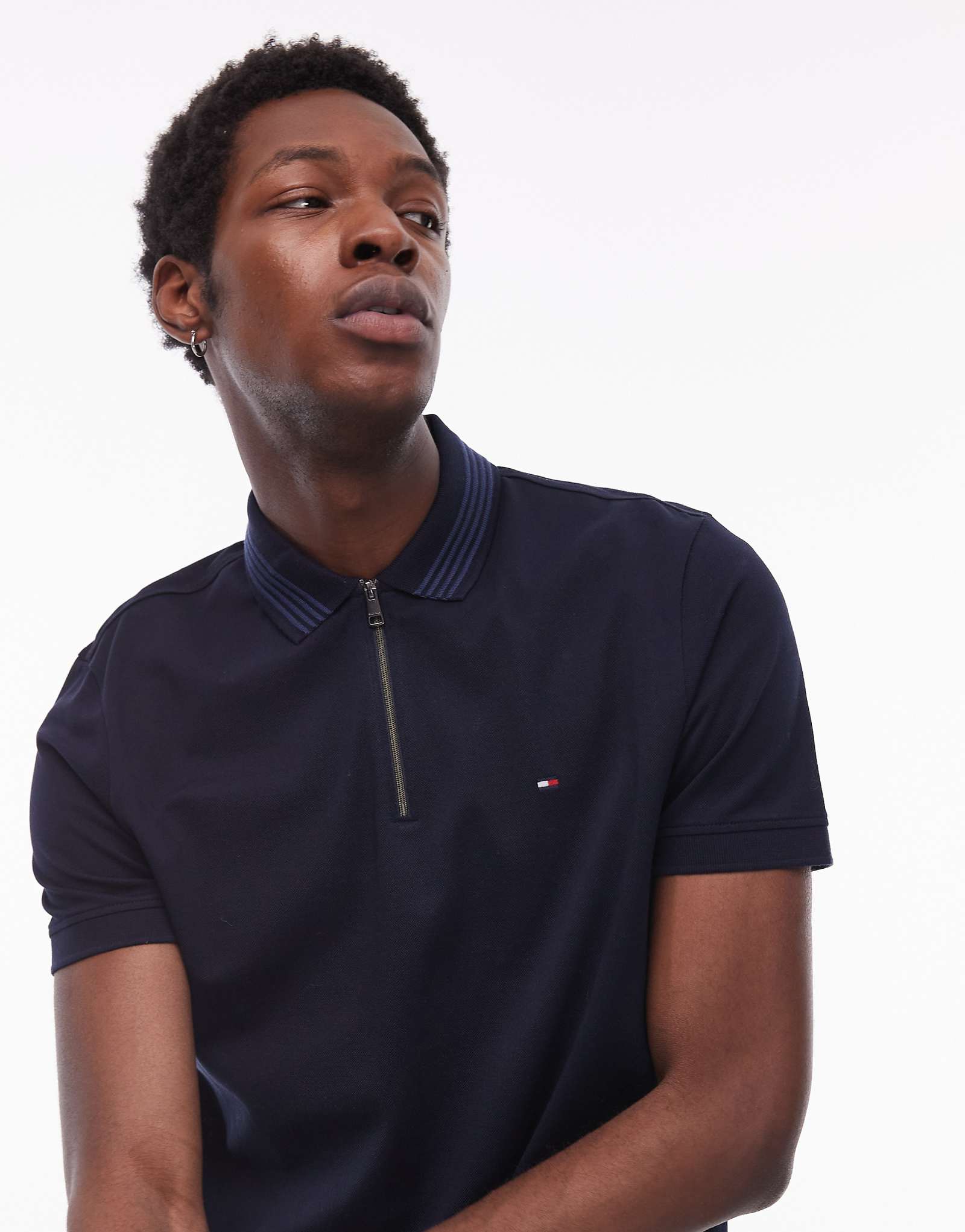 Tommy Hilfiger pique zip polo shirt in navy 15690₽