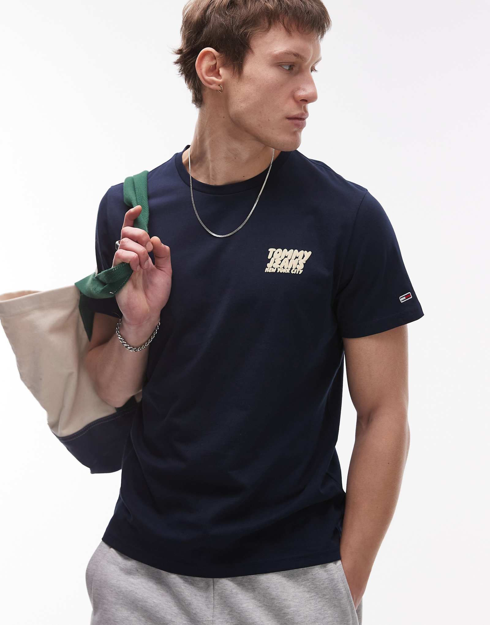 Tommy Jeans bubble logo t-shirt in navy and yellow 6290₽